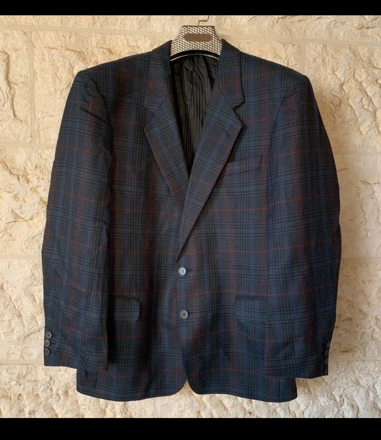 Vintage pure wool camouflage plaid classic jacket blazer 42R