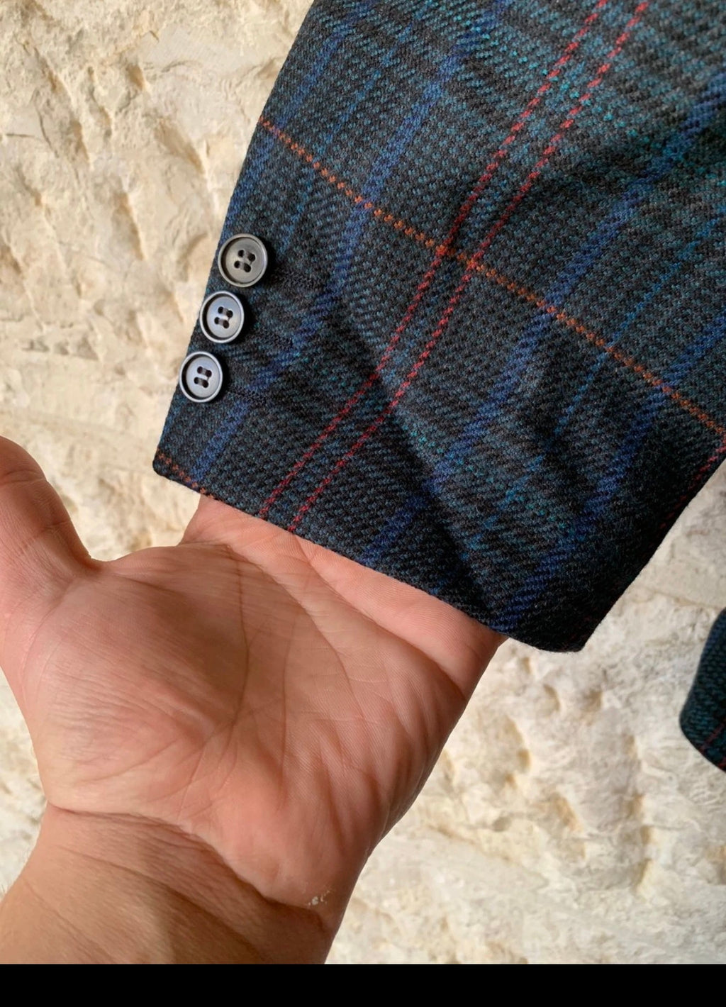 Vintage pure wool camouflage plaid classic jacket blazer 42R