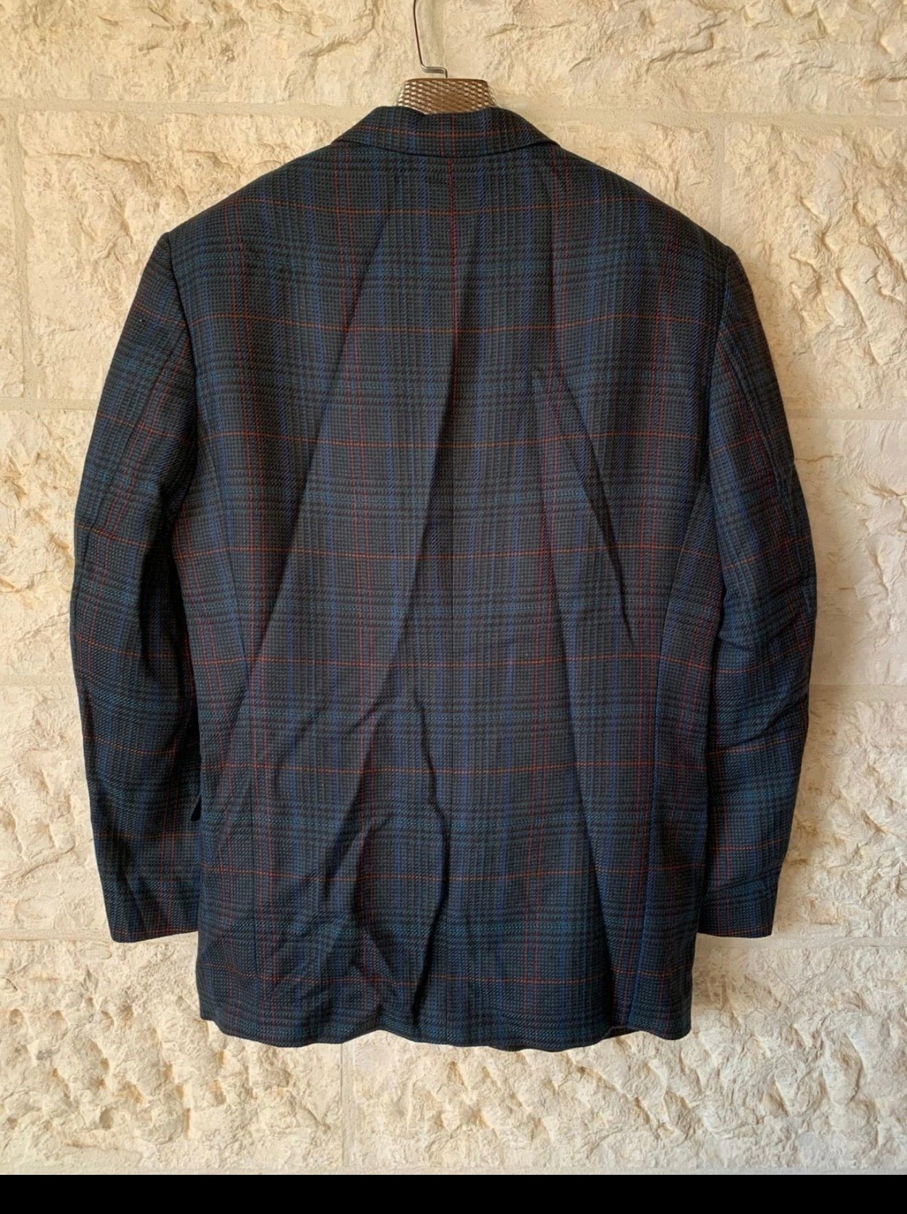 Vintage pure wool camouflage plaid classic jacket blazer 42R