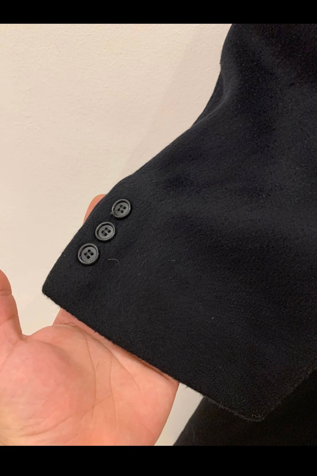 Vintage wool Cashmere blend double breasted gangster black over coat 46R XL