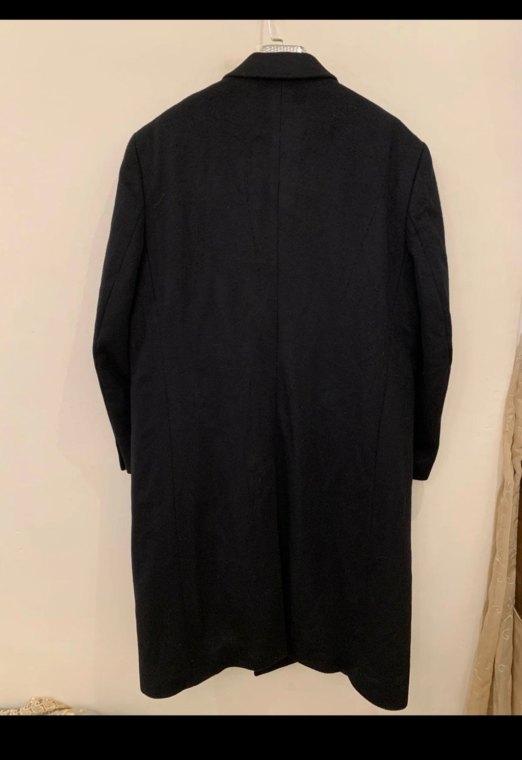 Vintage wool Cashmere blend double breasted gangster black over coat 46R XL