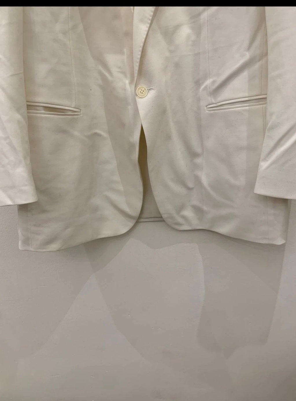Vintage wool blended white beige classic peak lapel jacket blazer 42R
