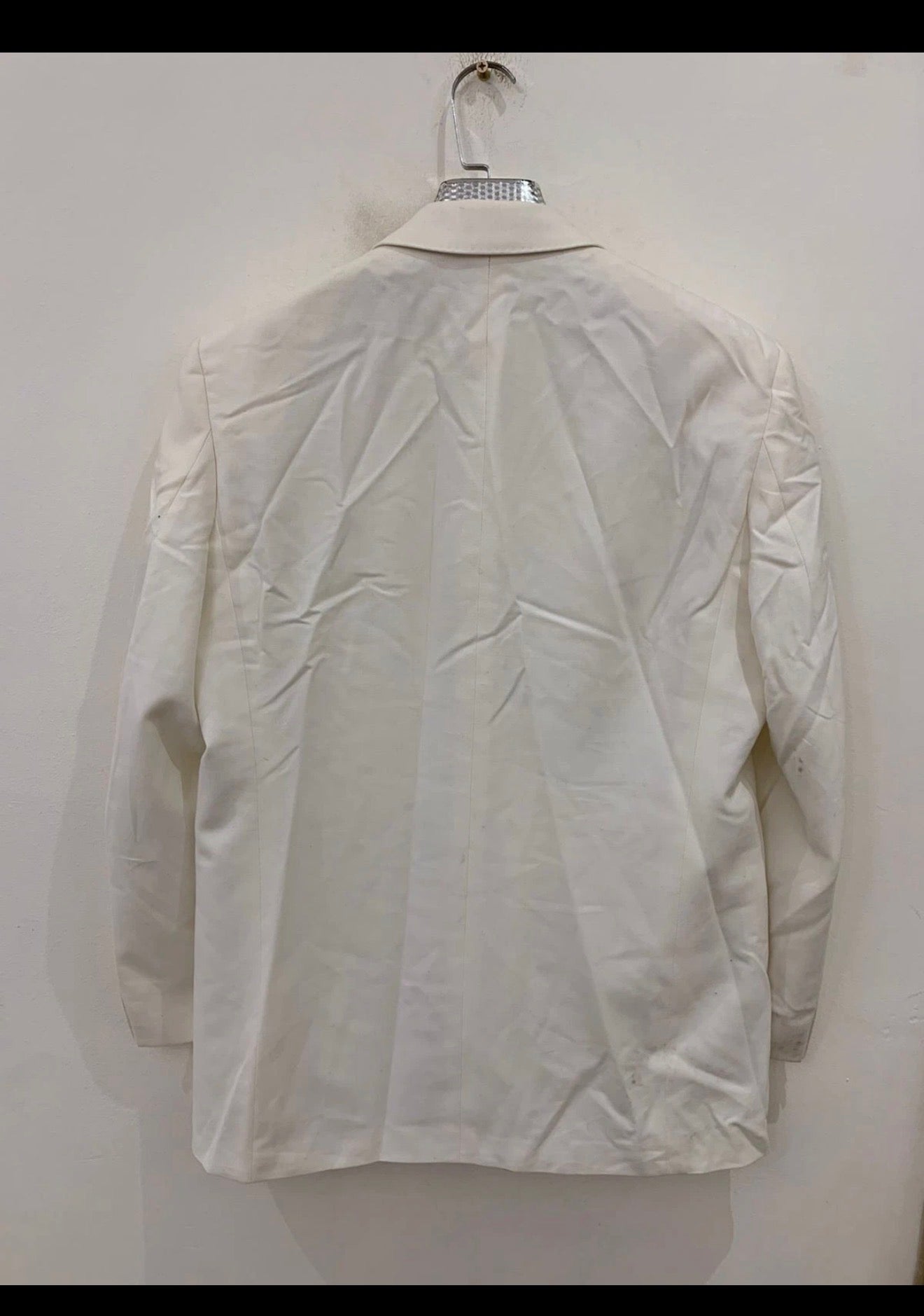 Vintage wool blended white beige classic peak lapel jacket blazer 42R