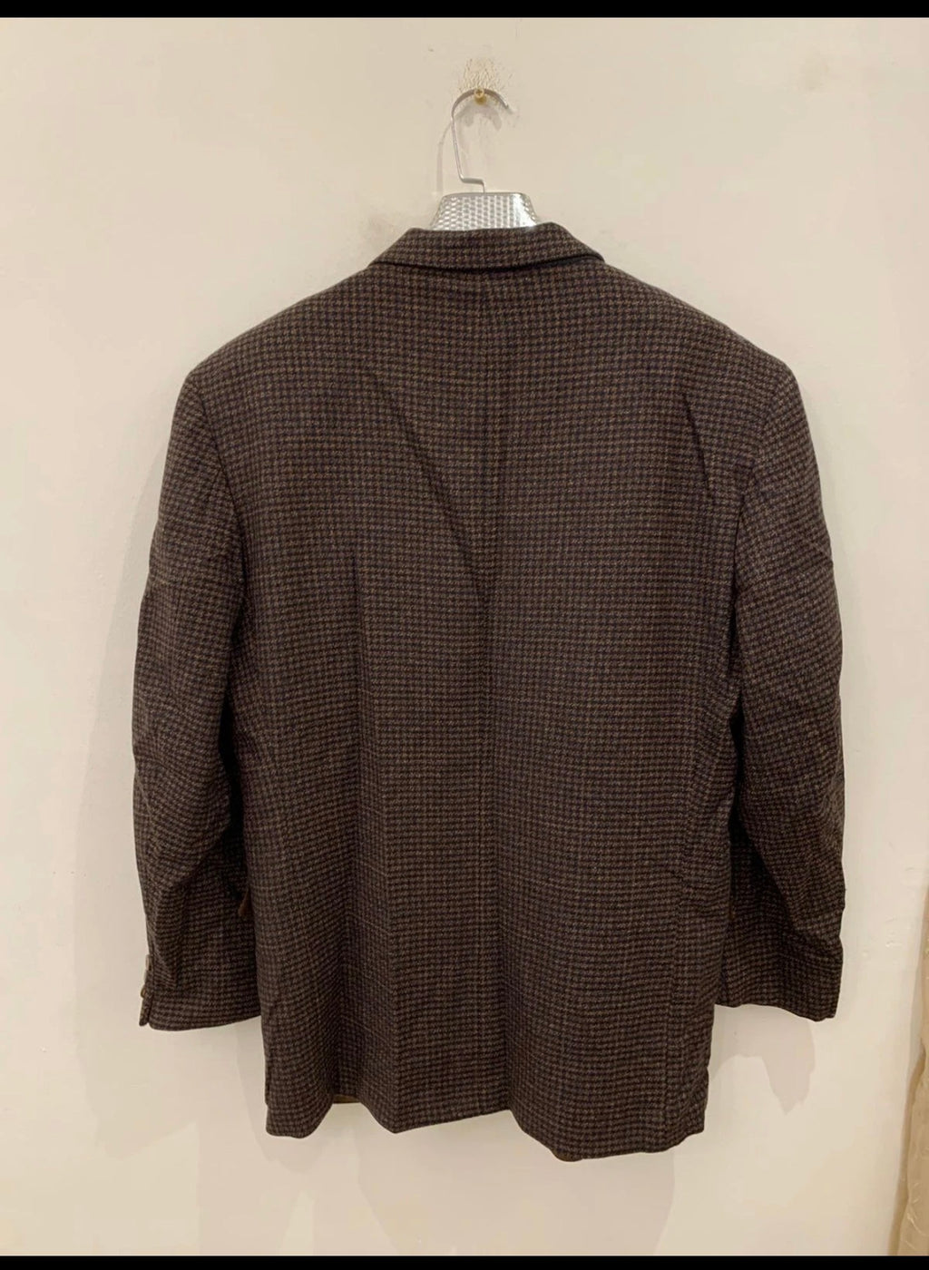 Vintage wool cashmere classic houndstooth brown jacket blazer 46R XL