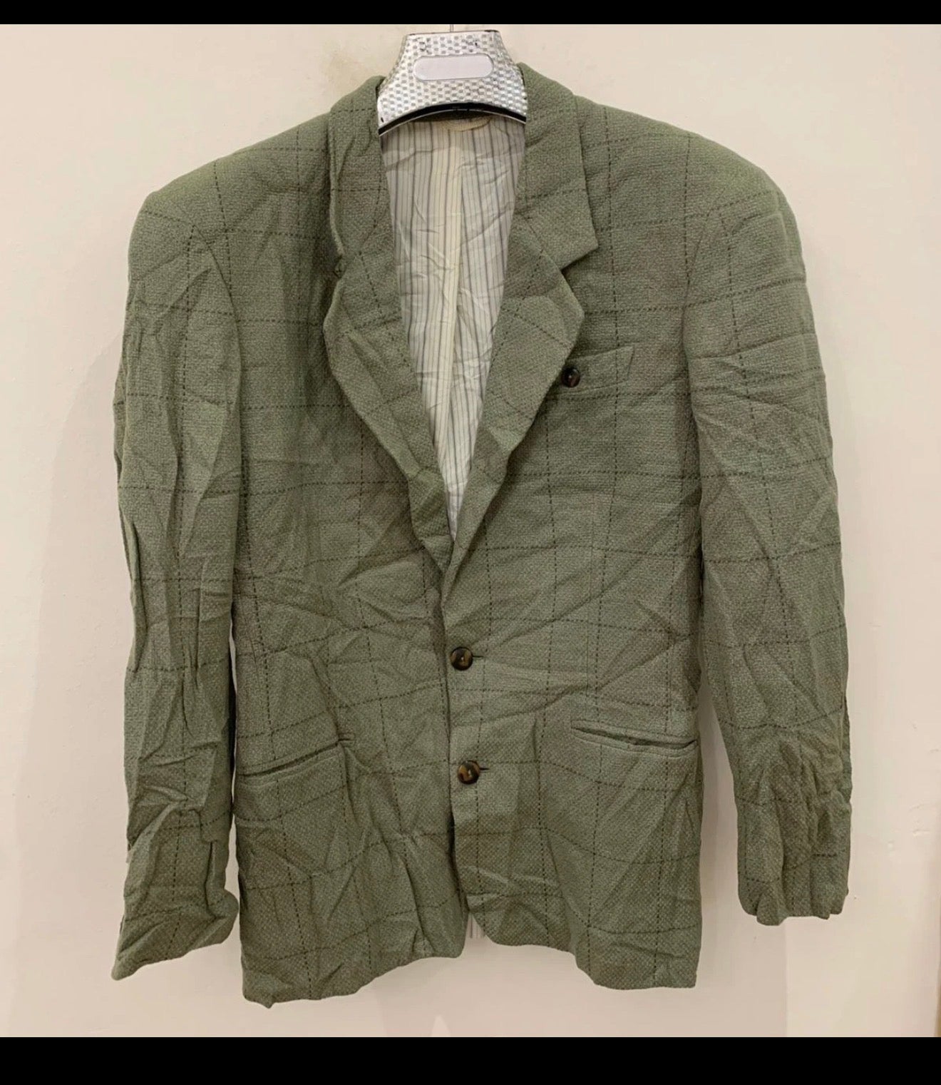 Vintage pure wool Windowpane green classic hunting jacket blazer 38R