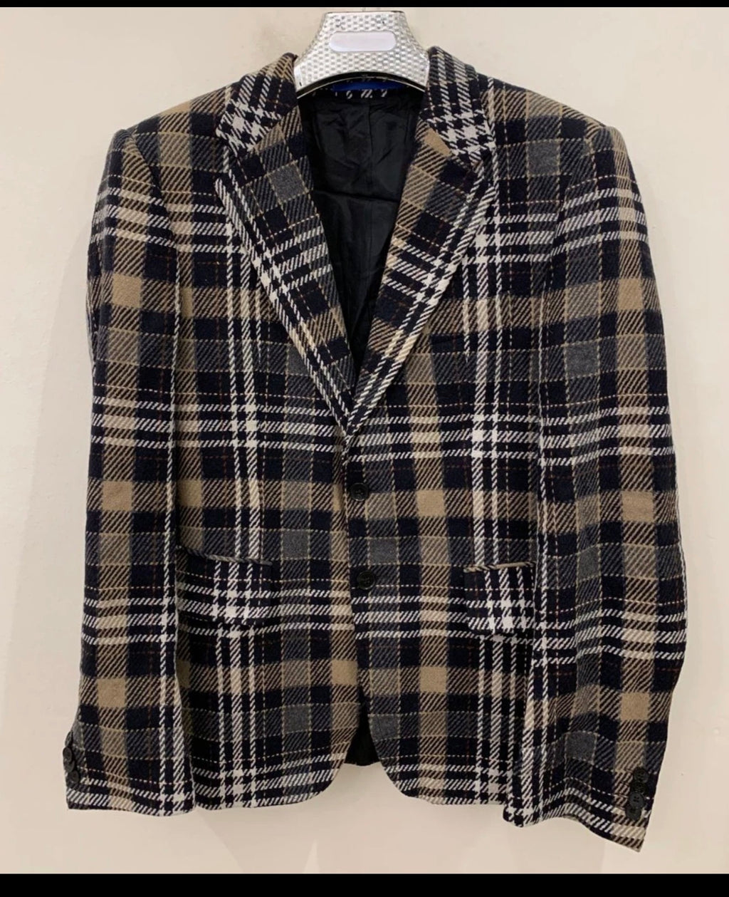 Classic Joop wool blend camouflage plaid unique jacket blazer 38L 38R