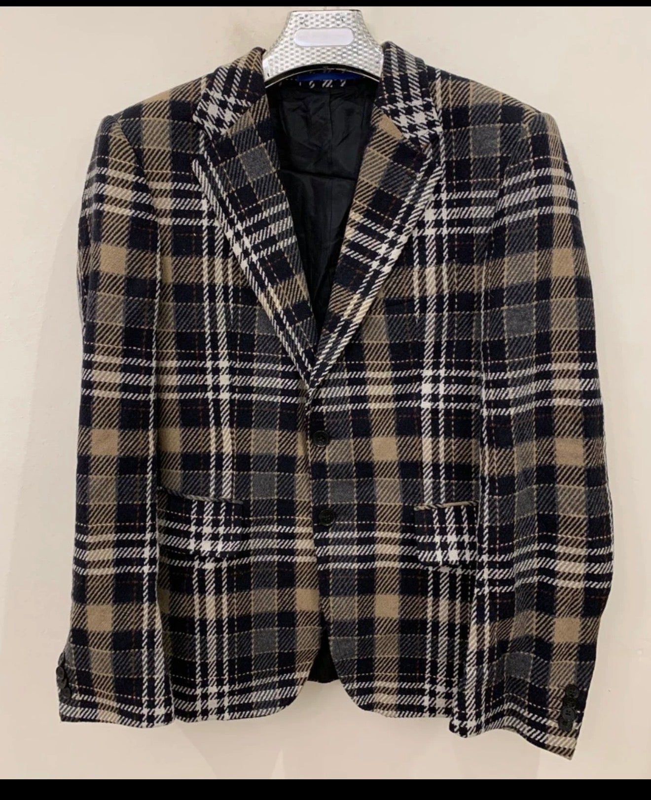 Classic Joop wool blend camouflage plaid unique jacket blazer 38L 38R