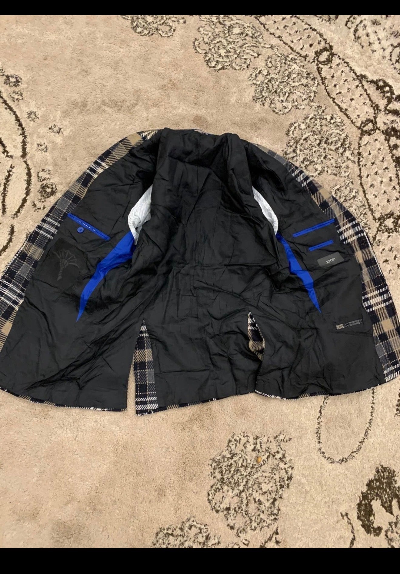 Classic Joop wool blend camouflage plaid unique jacket blazer 38L 38R