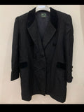 Vintage wool blend velvet collar double breasted women's jacket coat 14 L 44