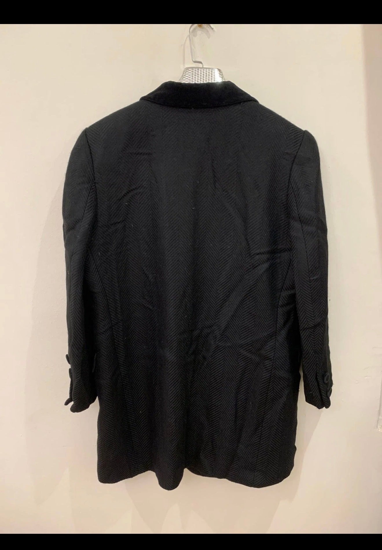 Vintage wool blend velvet collar double breasted women's jacket coat 14 L 44