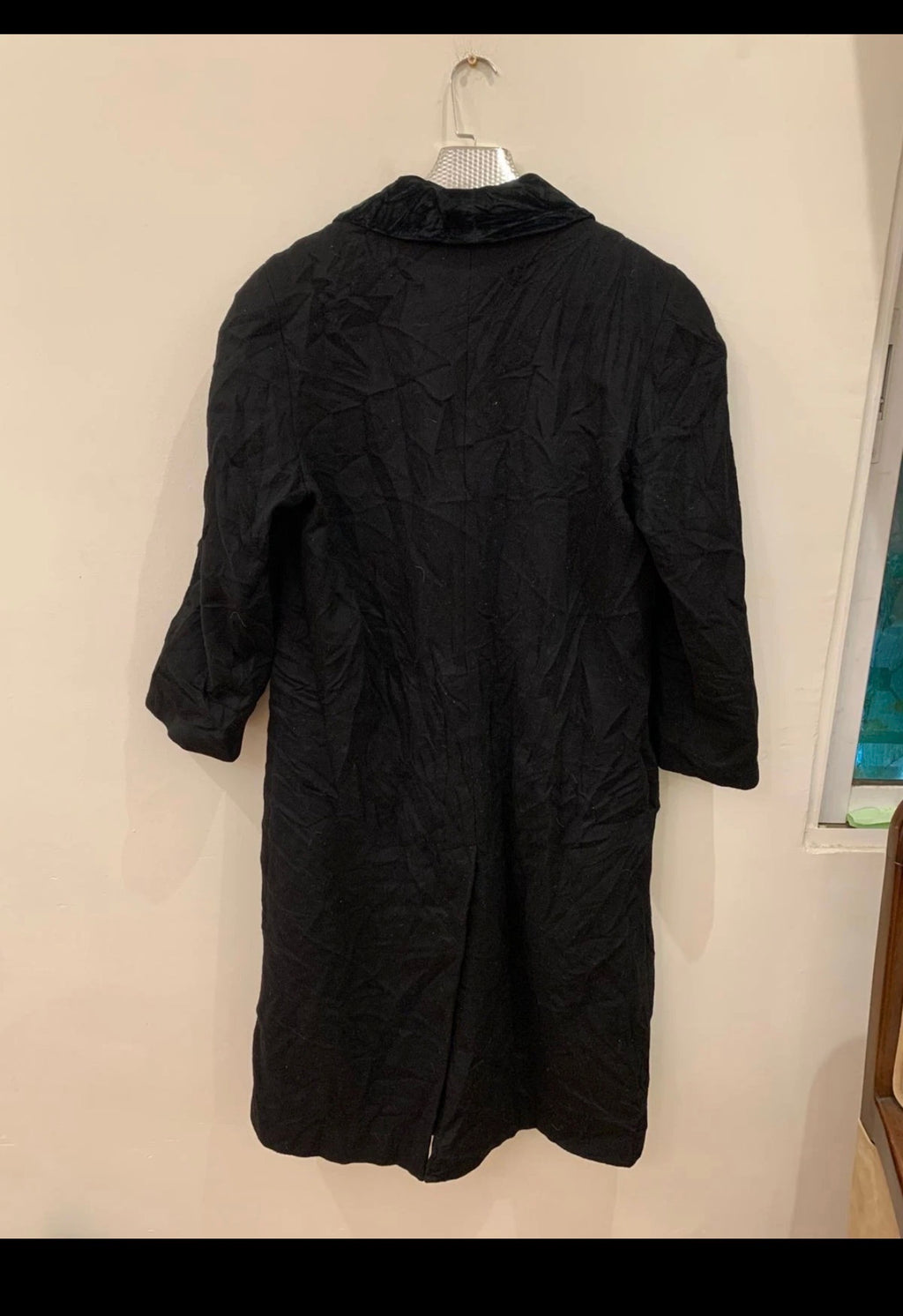 Vintage pure wool velvet collar double breasted shawl collar over coat 14 L 44