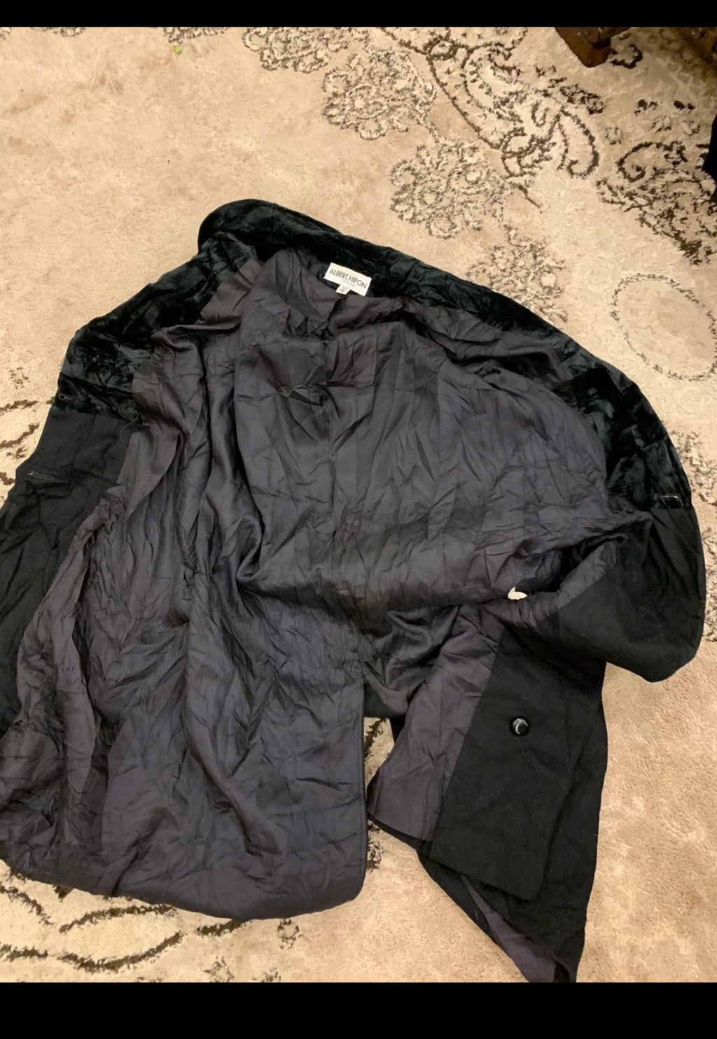 Vintage pure wool velvet collar double breasted shawl collar over coat 14 L 44