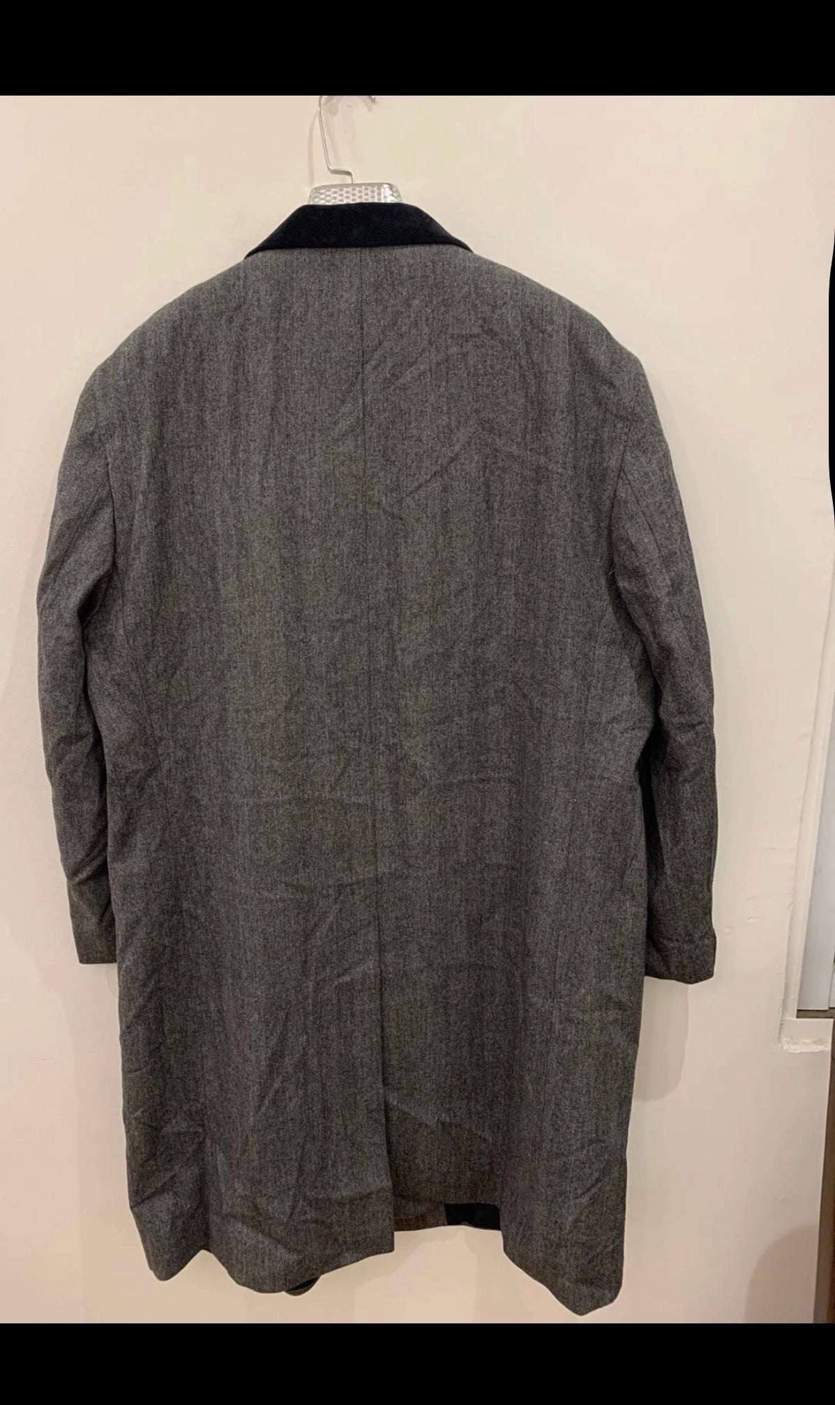 Classic Super 100s wool Vitale Barberis Canonico velvet collar over coat 46R XL
