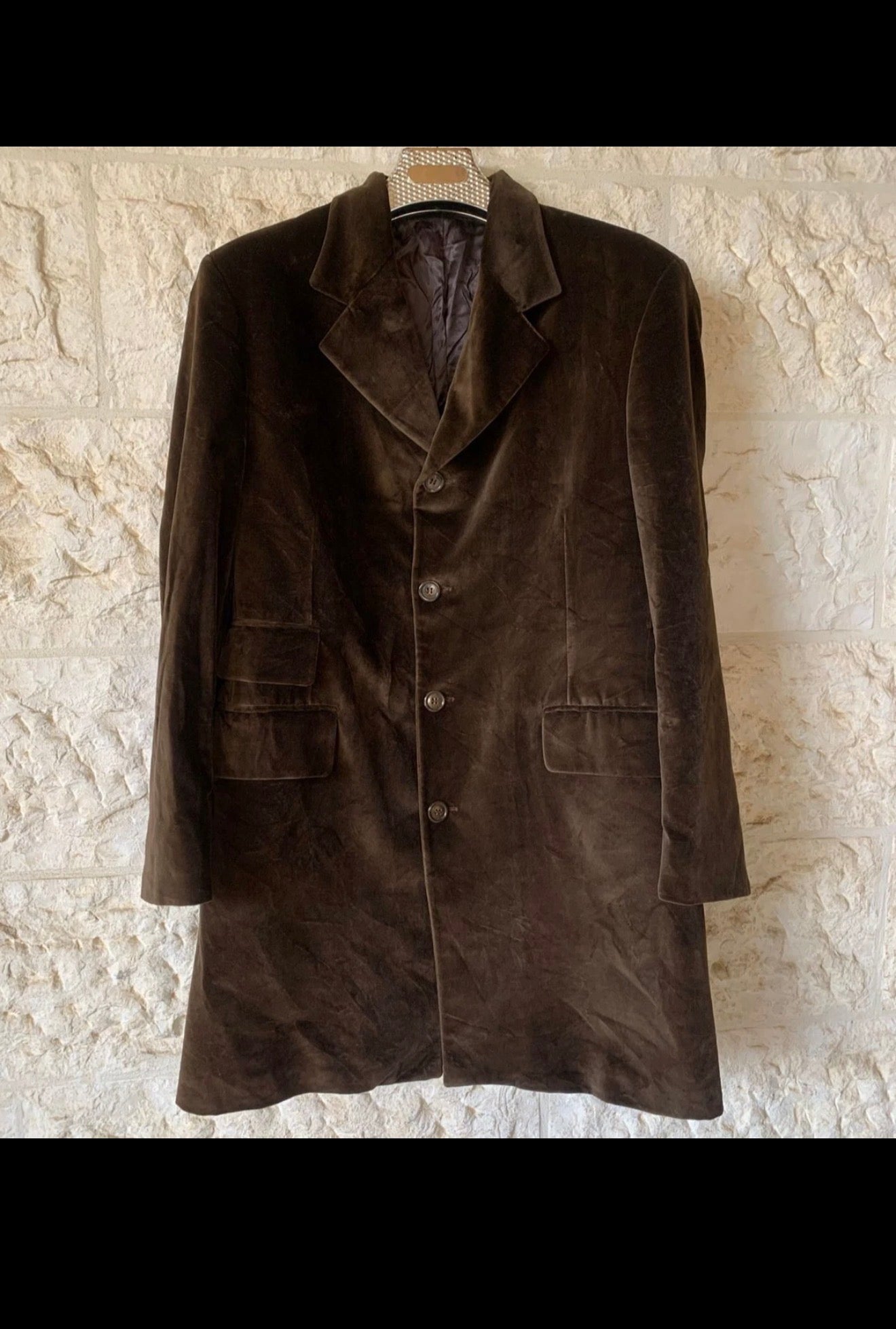 Lorenzo Guazzini 100% pure cotton velvet classic Italian top over coat 42R 42L