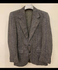Vintage Wool Linen blend herringbone classic gray jacket blazer 38R