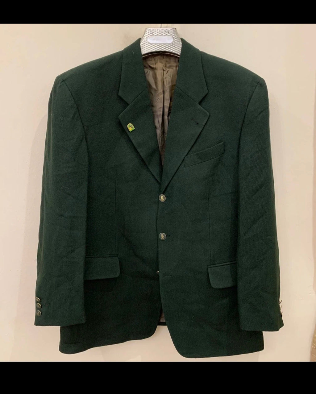 Vintage wool cashmere classic metal button green hunting jacket blazer 42R