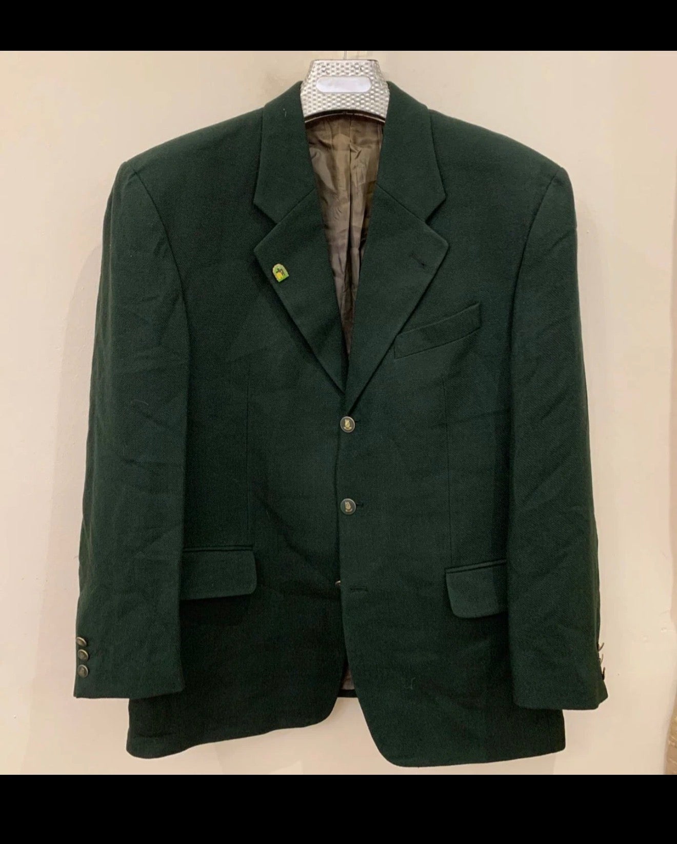Vintage wool cashmere classic metal button green hunting jacket blazer 42R