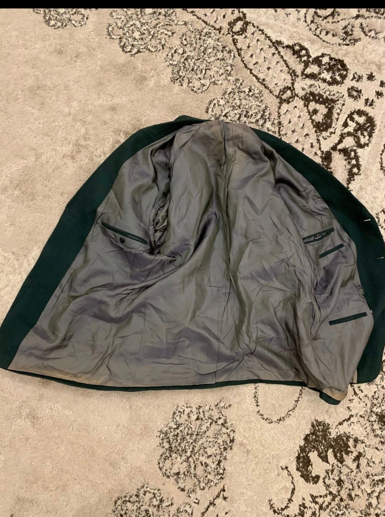 Vintage wool cashmere classic metal button green hunting jacket blazer 42R