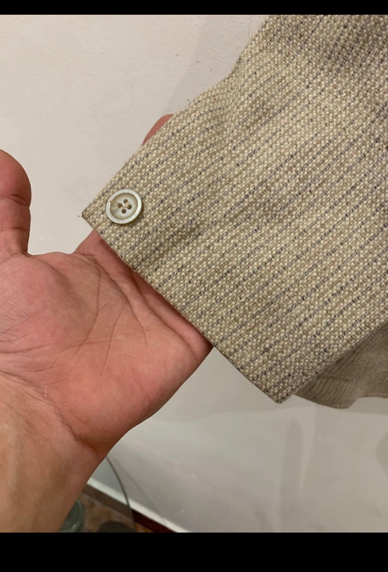 Vintage pure wool tweed classic beige hunting jacket blazer 40R