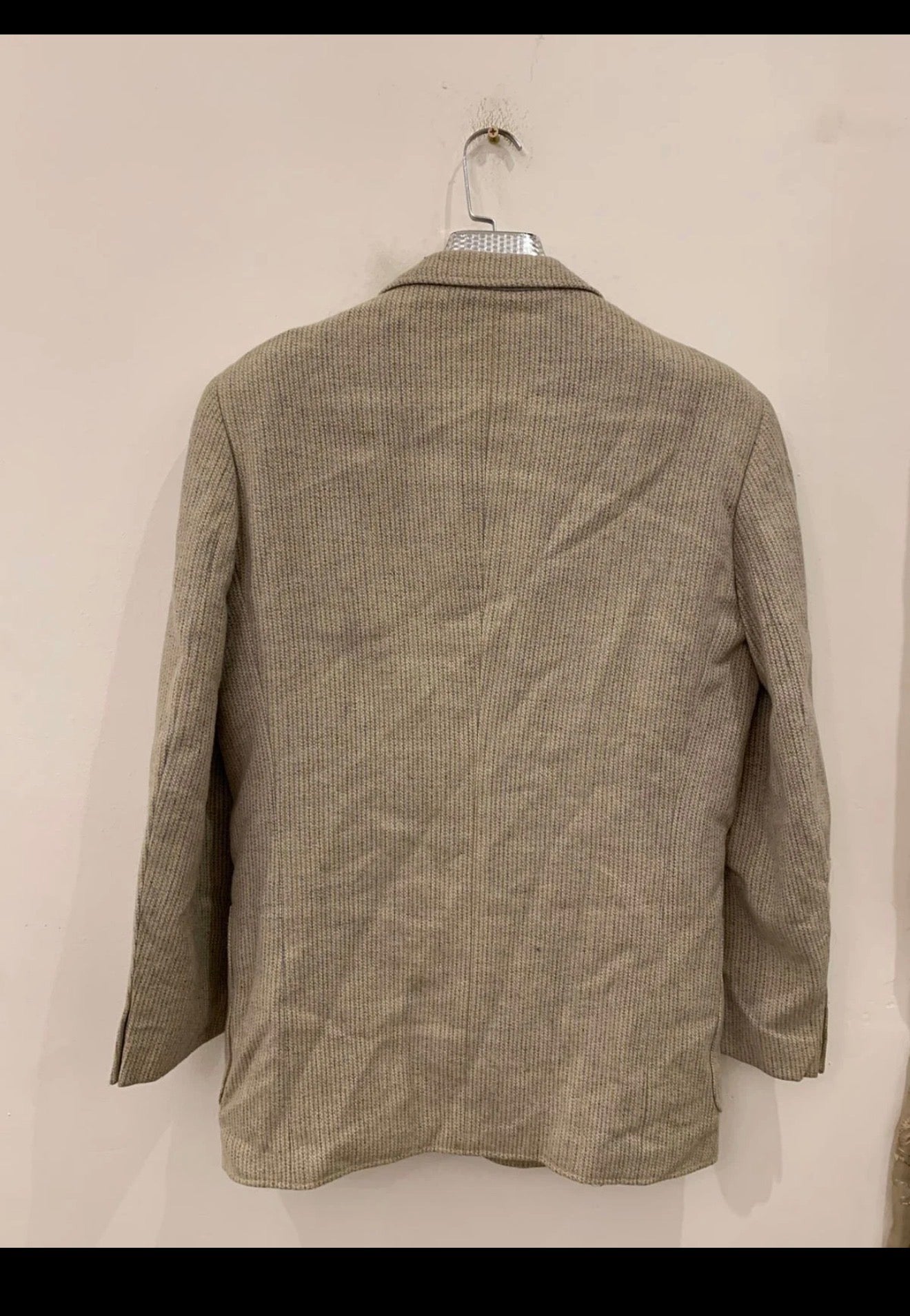 Vintage pure wool tweed classic beige hunting jacket blazer 40R