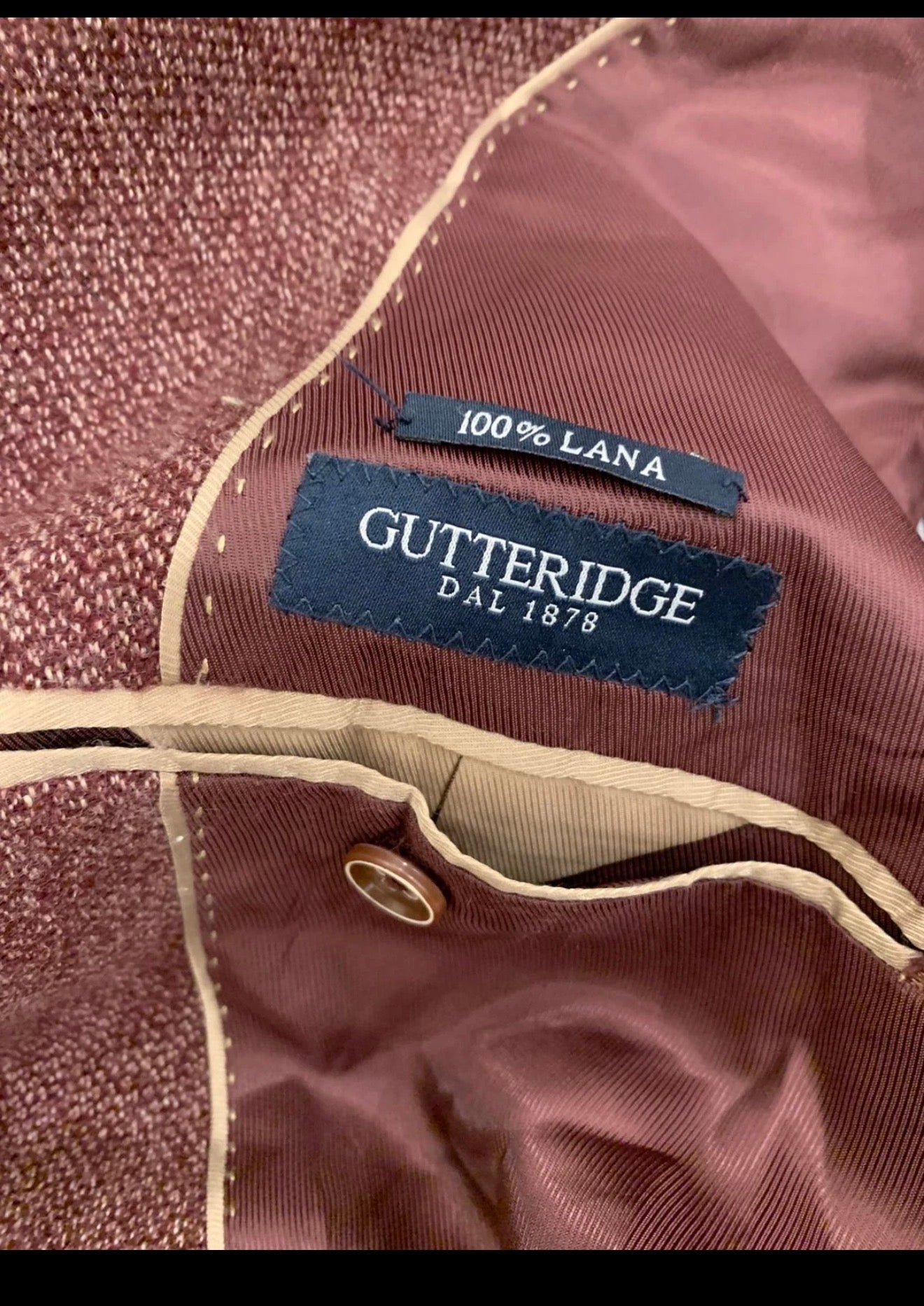 Classic Gutteridge pure wool soft tweed burgundy jacket blazer 44R 44L