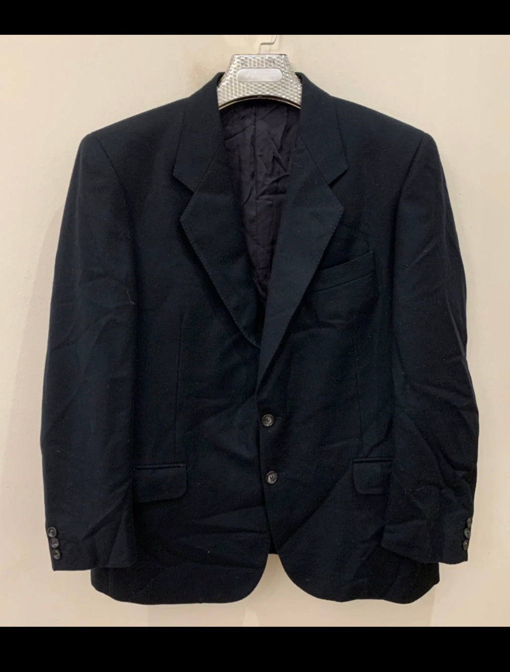 Vintage Pesca wool cashmere classic black suit jacket blazer 42R 42S