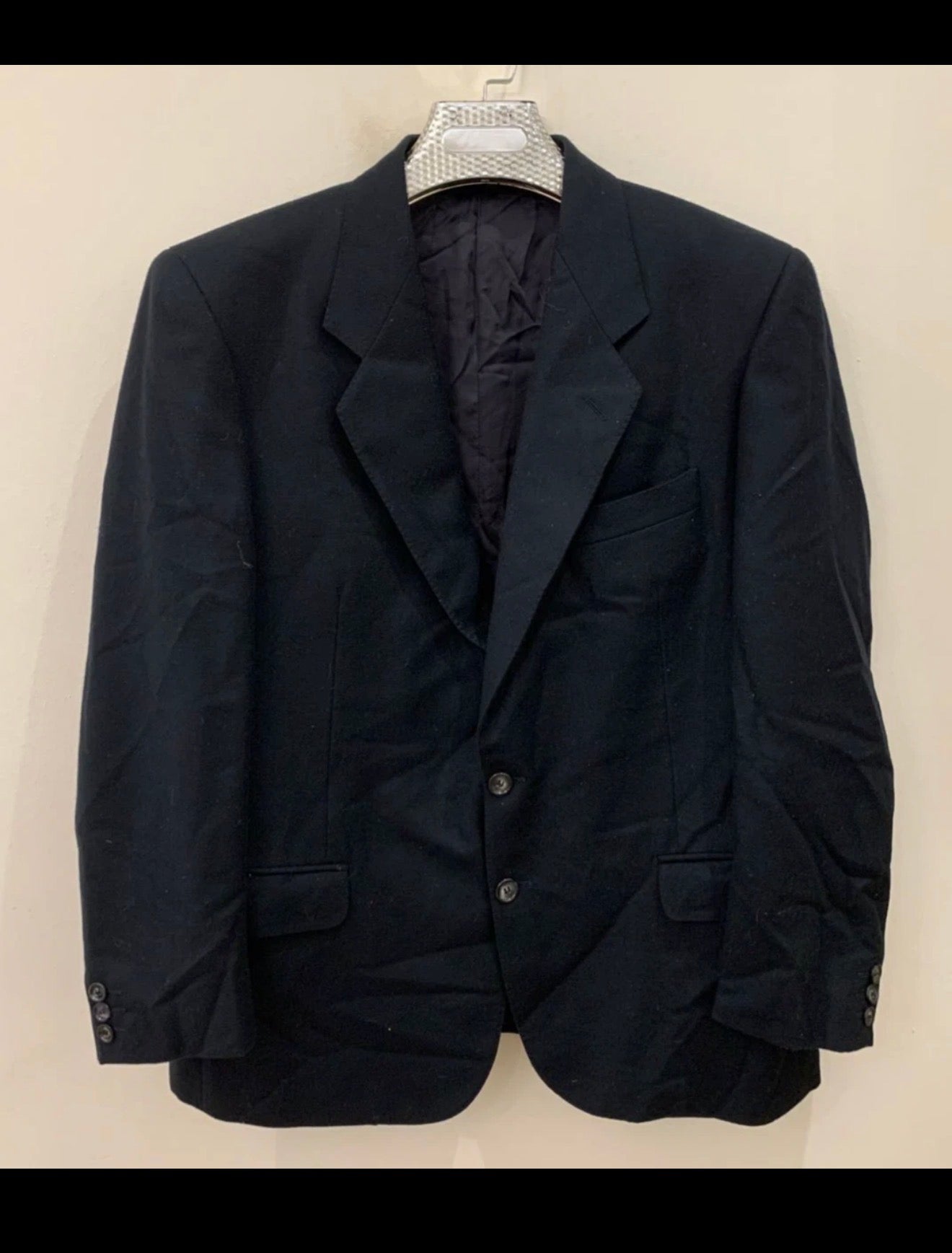 Vintage Pesca wool cashmere classic black suit jacket blazer 42R 42S