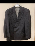 Vintage pure wool double breasted charcoal chalk stripes jacket blazer 42R