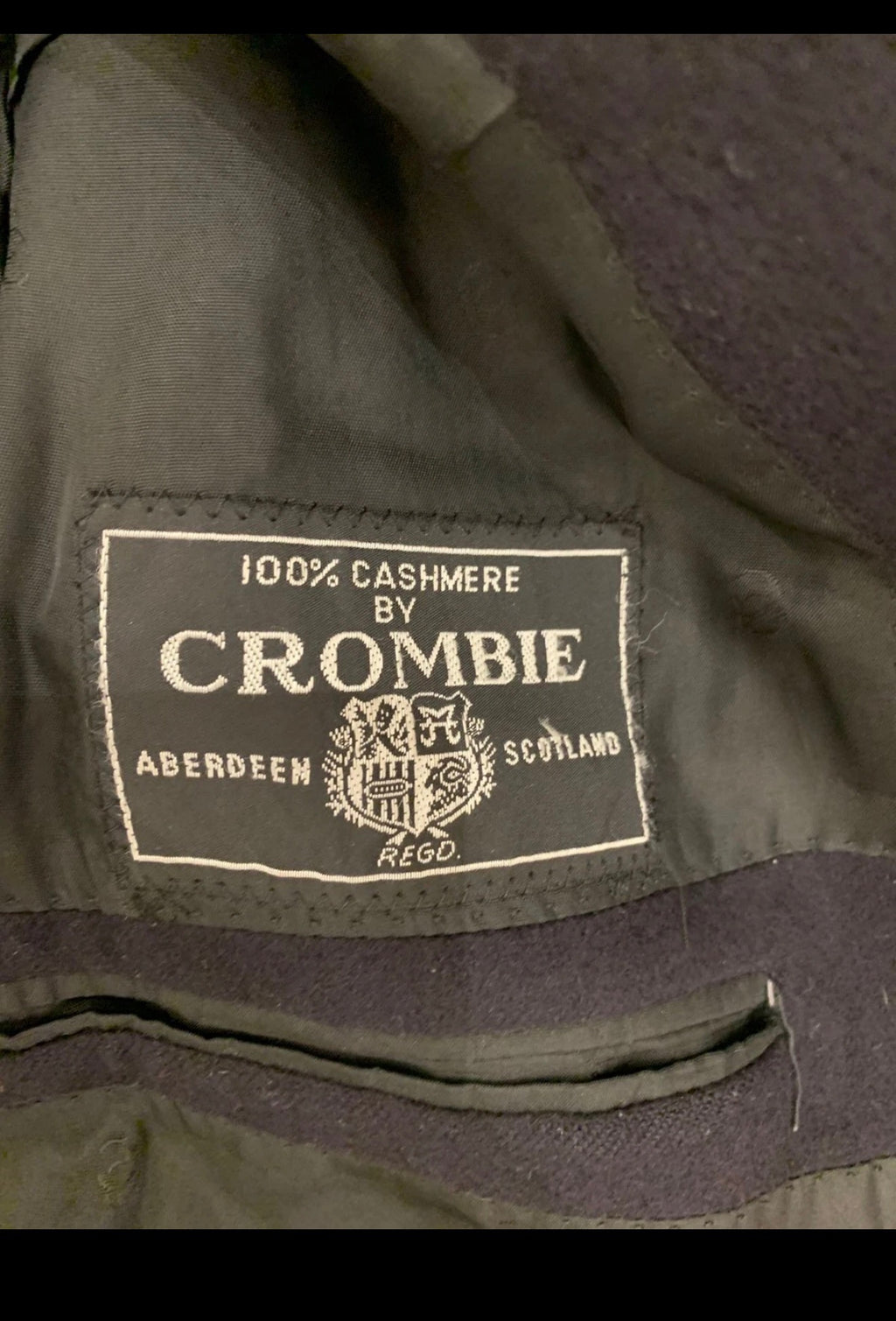 Vintage 100% pure cashmere Crombie classic navy jacket blazer 40S 40R