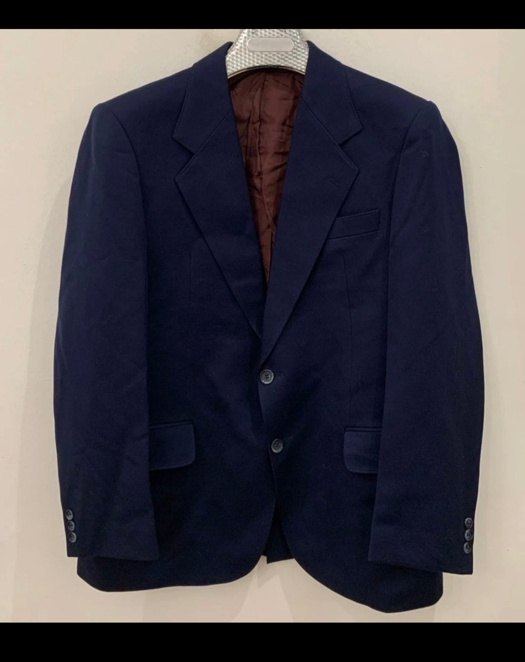 1970s vintage pure wool classic navy gabardine suit jacket blazer 40R