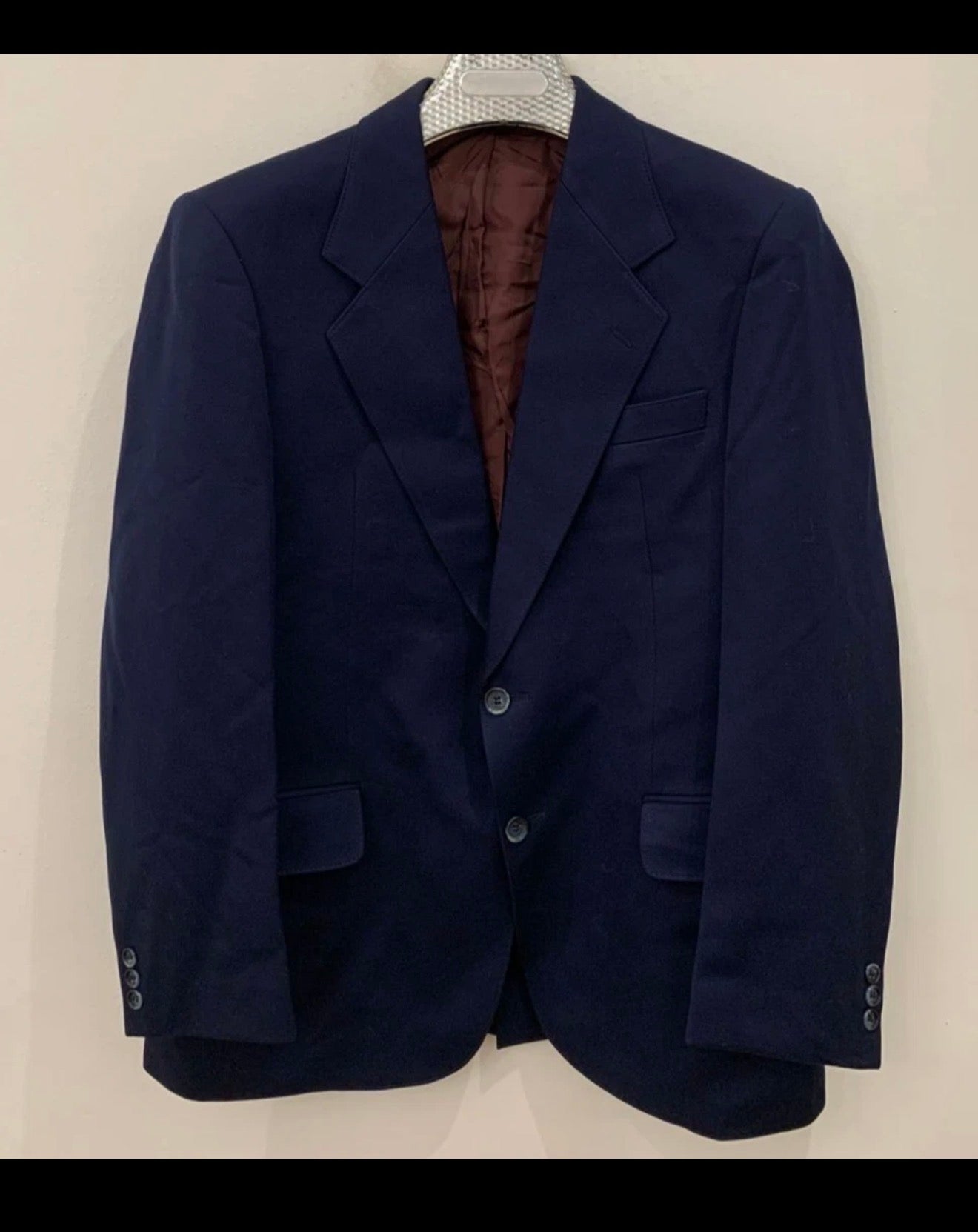 1970s vintage pure wool classic navy gabardine suit jacket blazer 40R