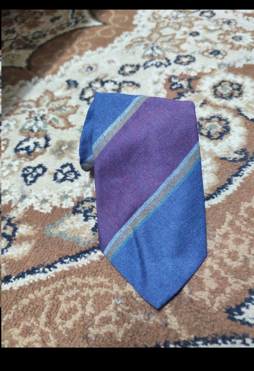 mens vintage classic 100% pure wool Retro Repp striped neck tie