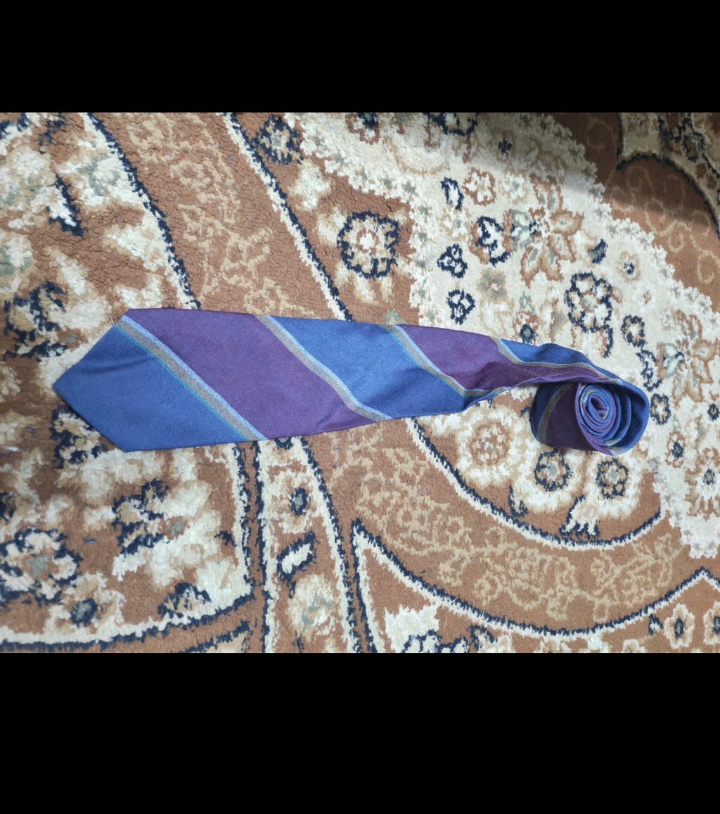 mens vintage classic 100% pure wool Retro Repp striped neck tie