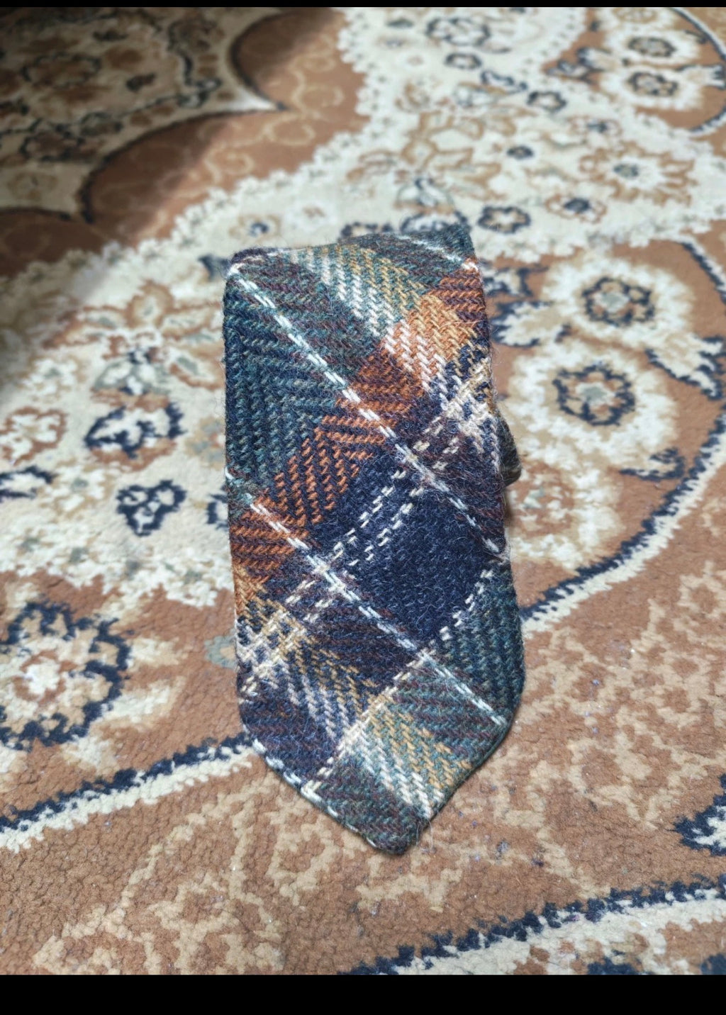 Vintage classic pure wool handwoven Tweed Retro plaid neck tie