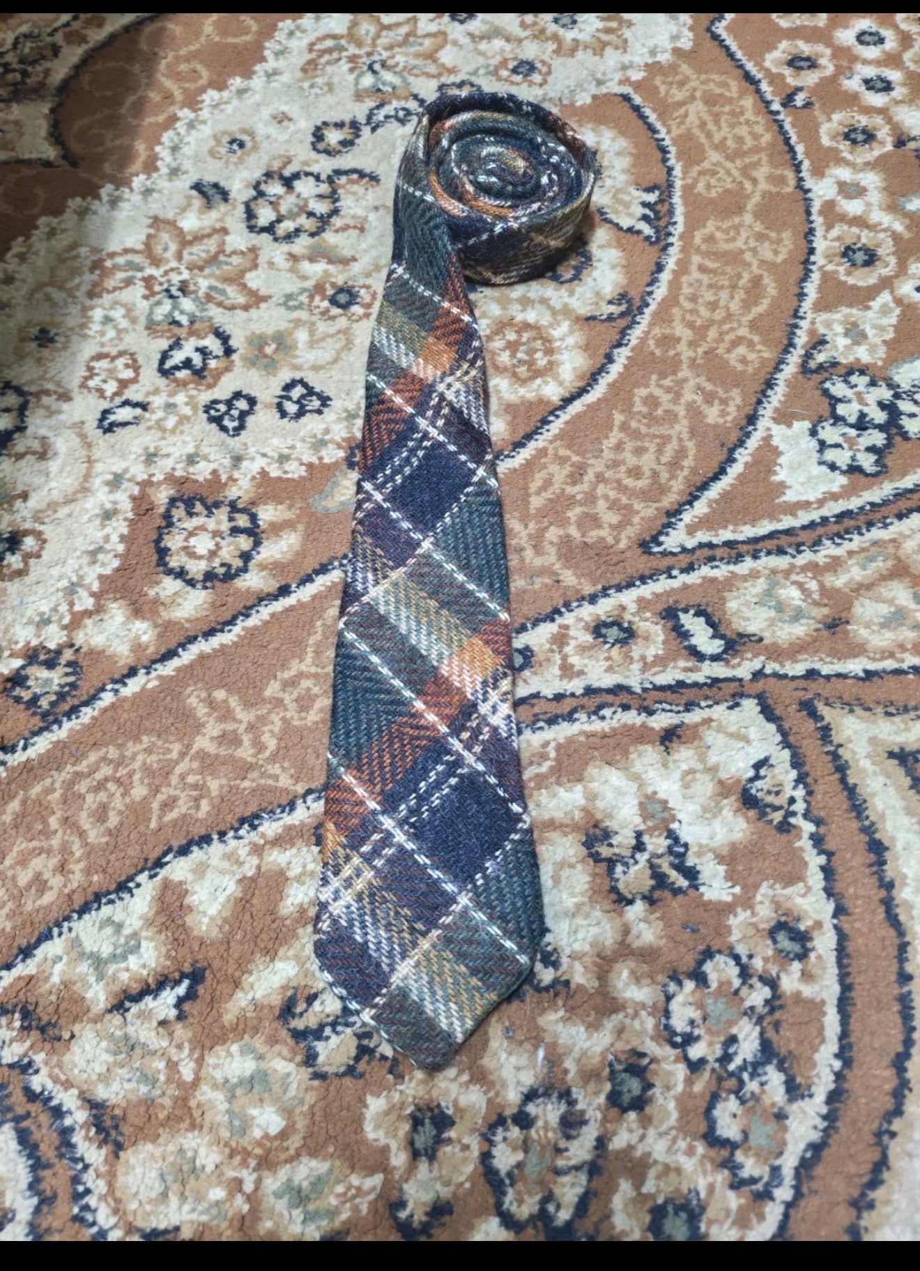 Vintage classic pure wool handwoven Tweed Retro plaid neck tie