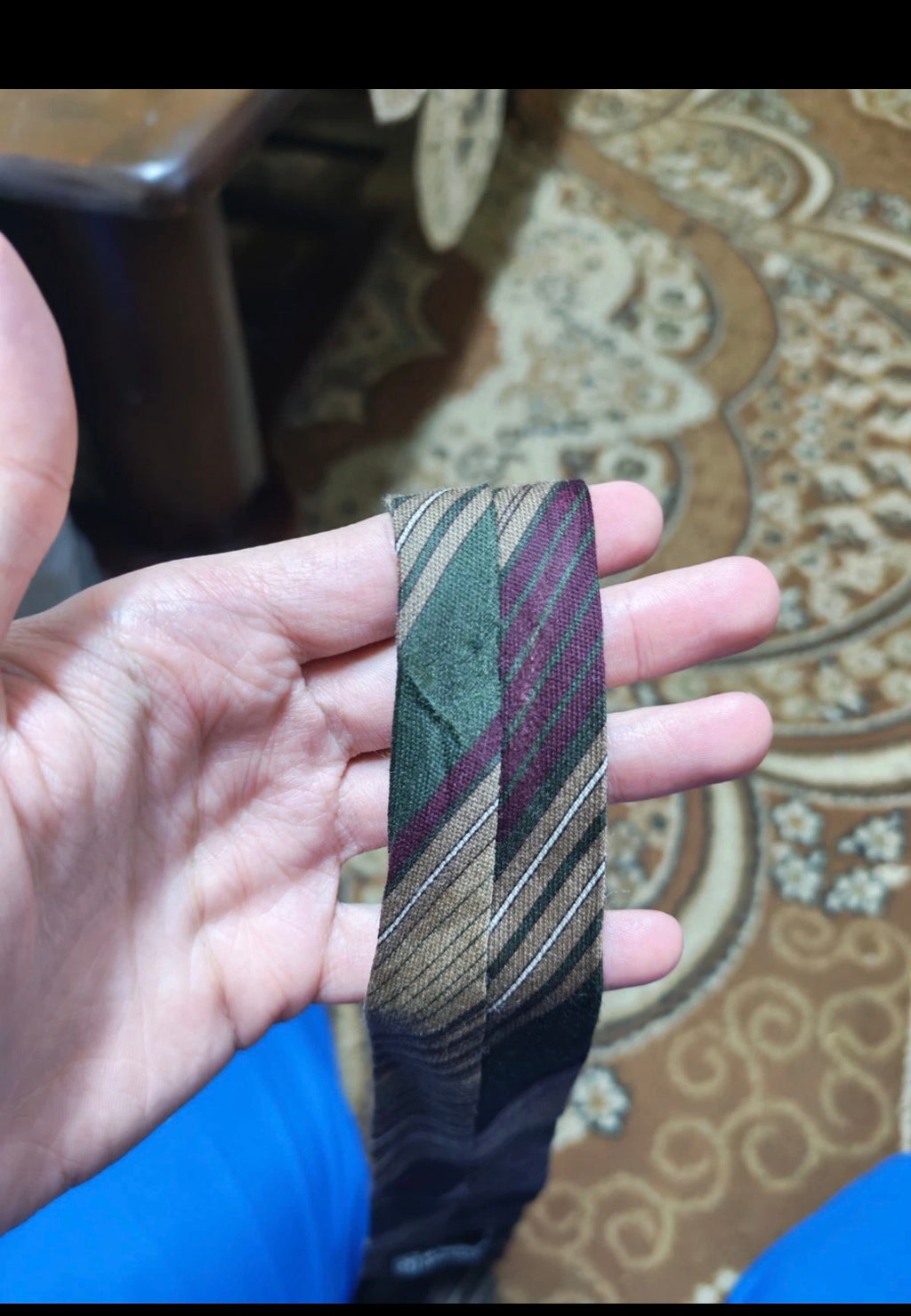 mens vintage classic 100% pure wool Retro brown green burgundy striped neck tie