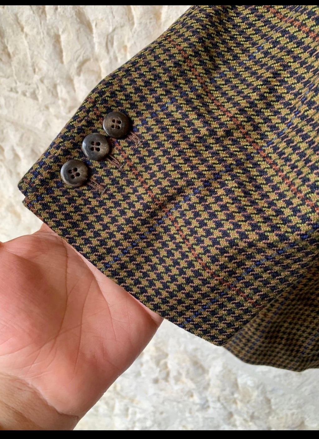Vintage pure wool cloth Ermenegildo Zegna houndstooth classic jacket blazer 44R