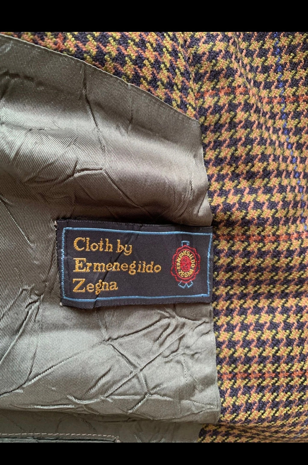 Vintage pure wool cloth Ermenegildo Zegna houndstooth classic jacket blazer 44R