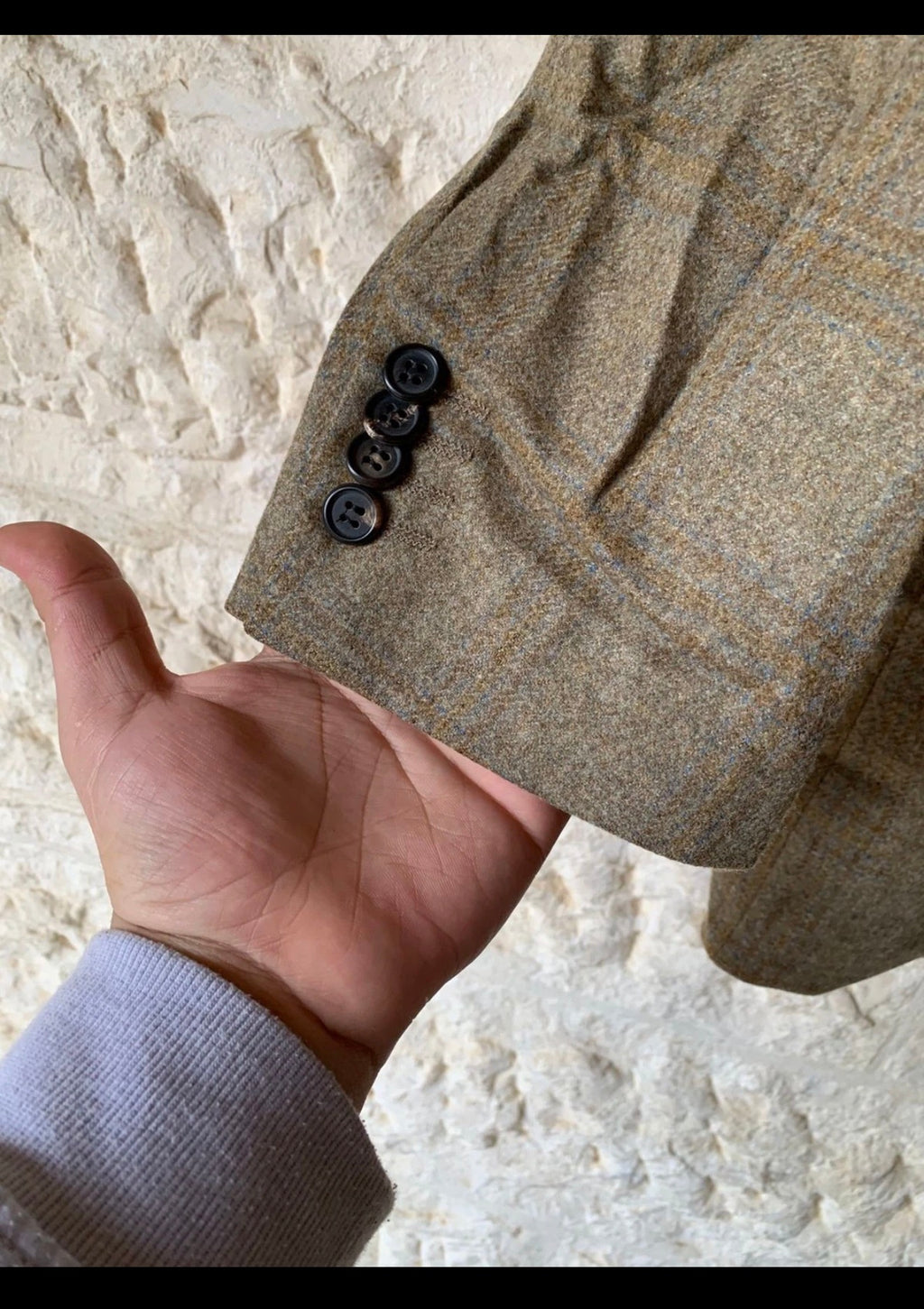 Vintage Atwardson wool cashmere Windowpane brown classic jacket blazer 44R