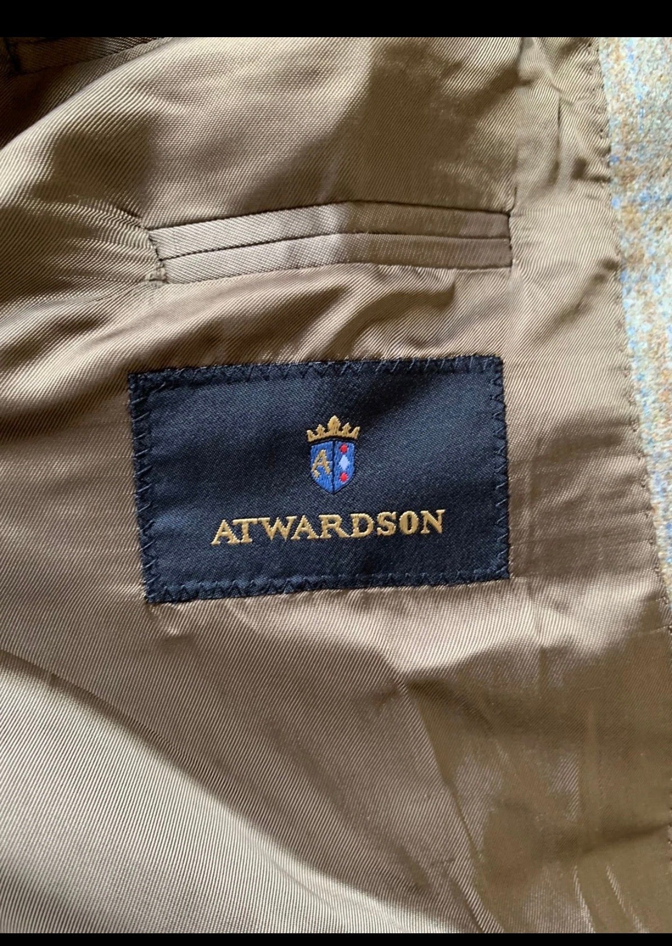 Vintage Atwardson wool cashmere Windowpane brown classic jacket blazer 44R