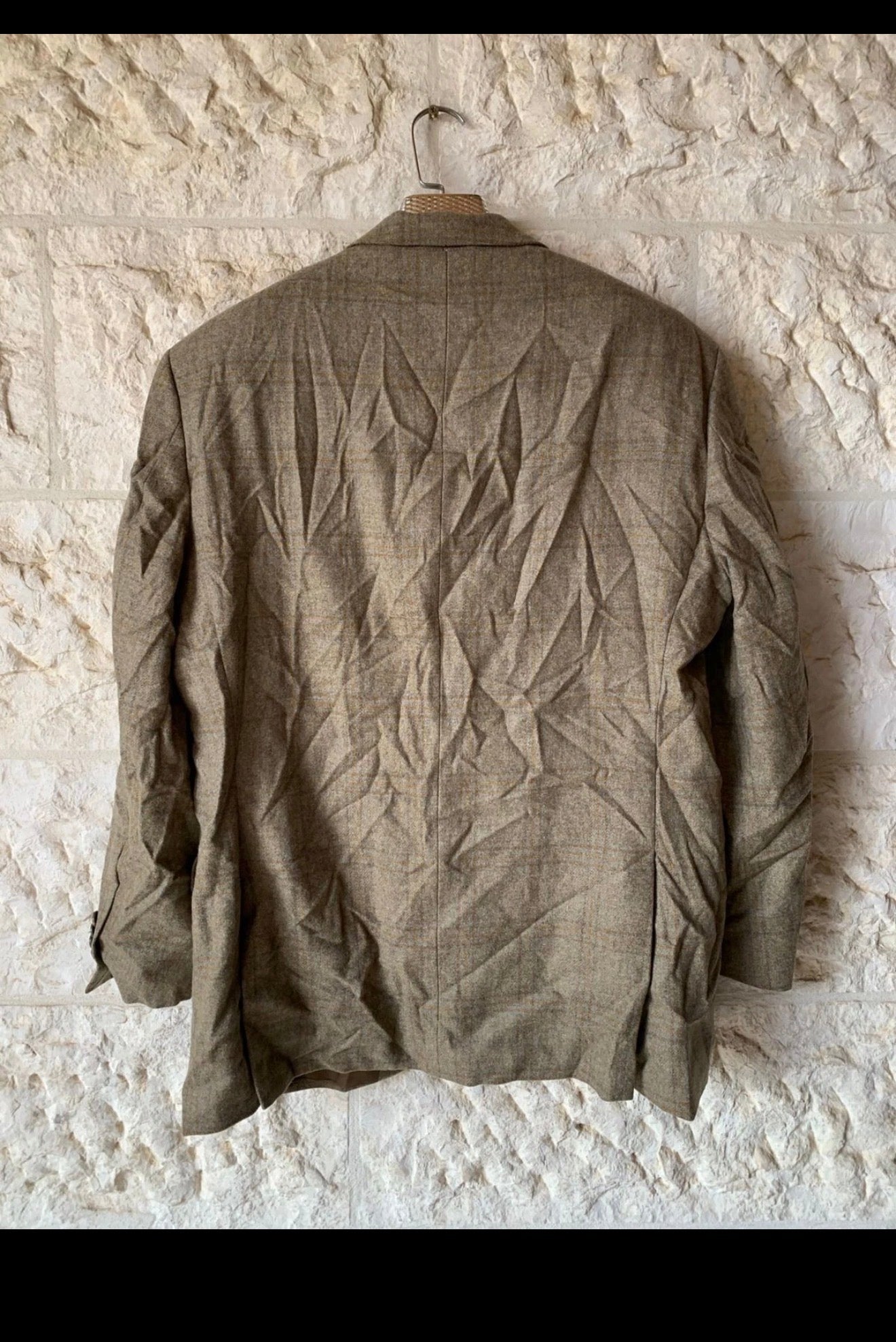 Vintage Atwardson wool cashmere Windowpane brown classic jacket blazer 44R