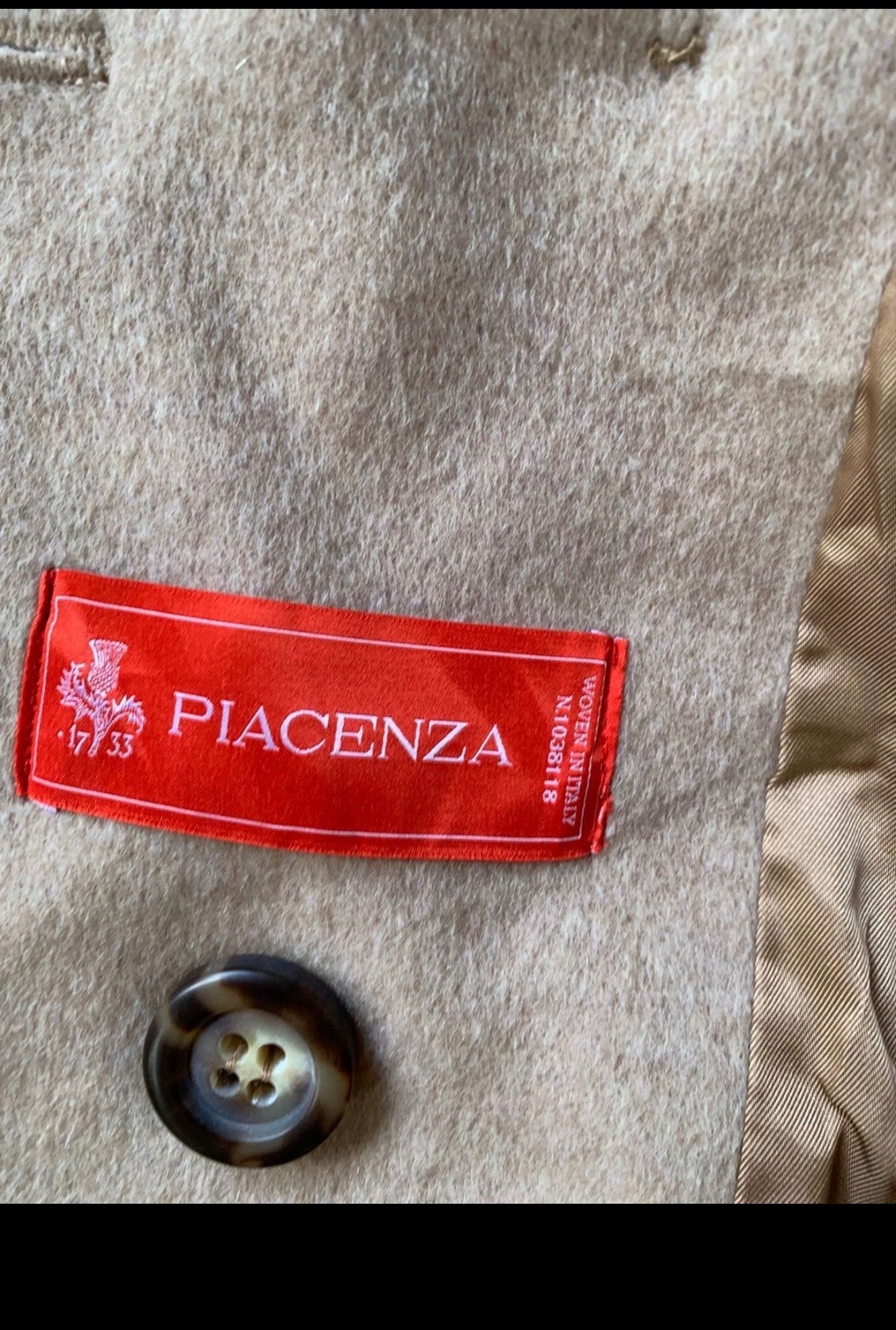 Vintage Wool Cashmere Piacenza camel beige classic db pea over coat 40 10 M
