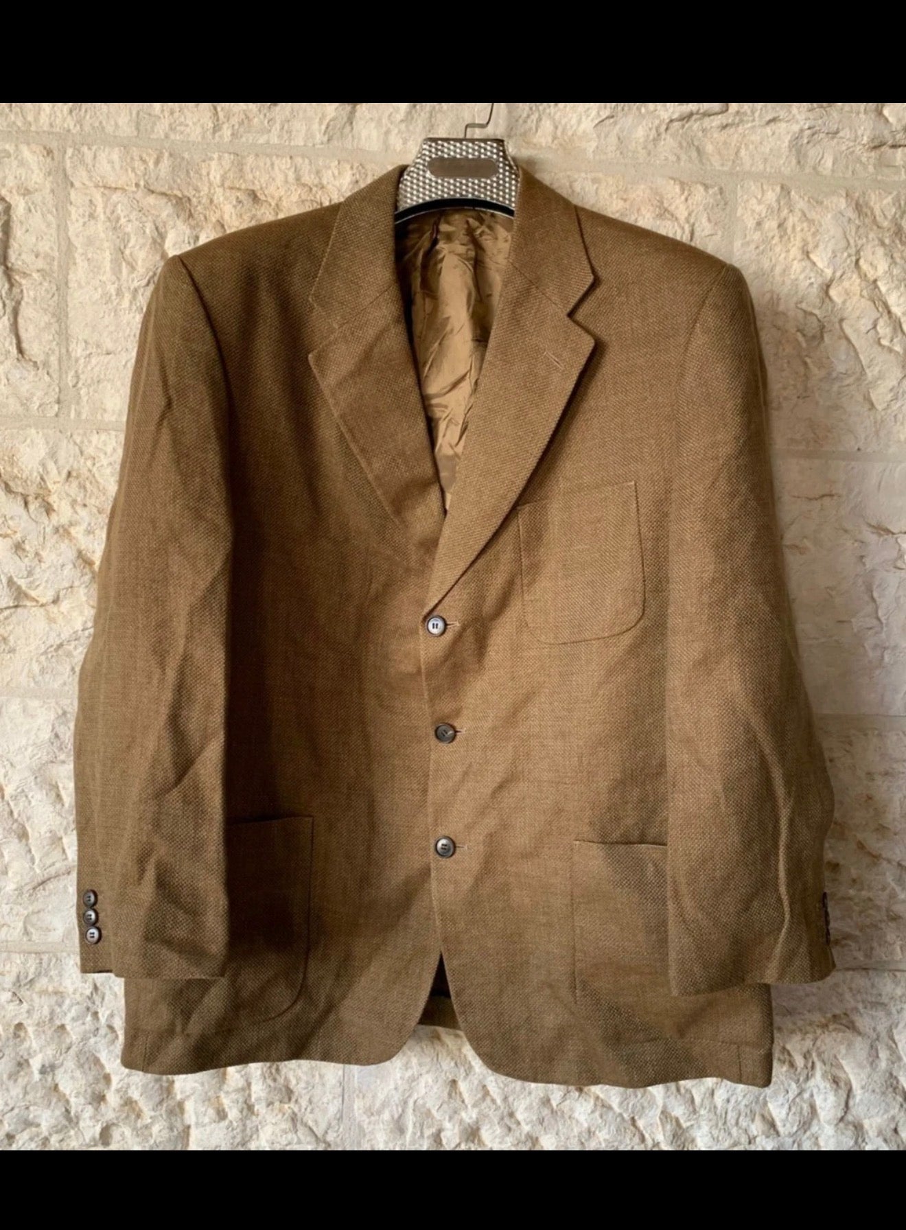 Classic St Michael Marks Spencer Wool Linen brown jacket blazer 46R XL