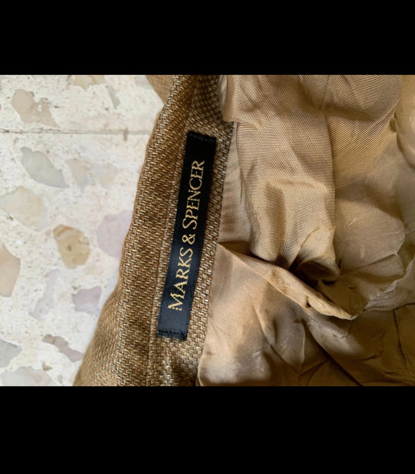 Classic St Michael Marks Spencer Wool Linen brown jacket blazer 46R XL