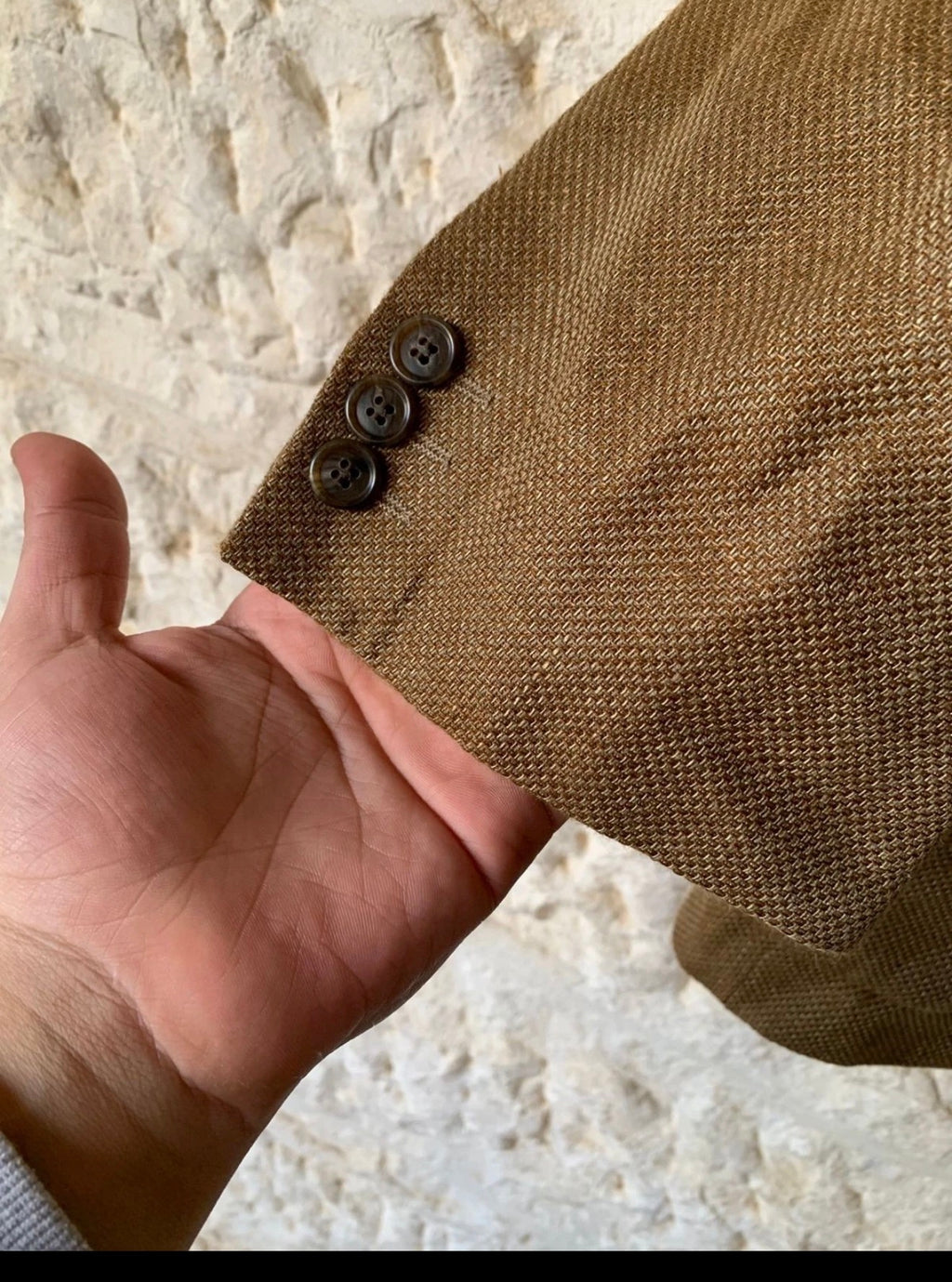 Classic St Michael Marks Spencer Wool Linen brown jacket blazer 46R XL