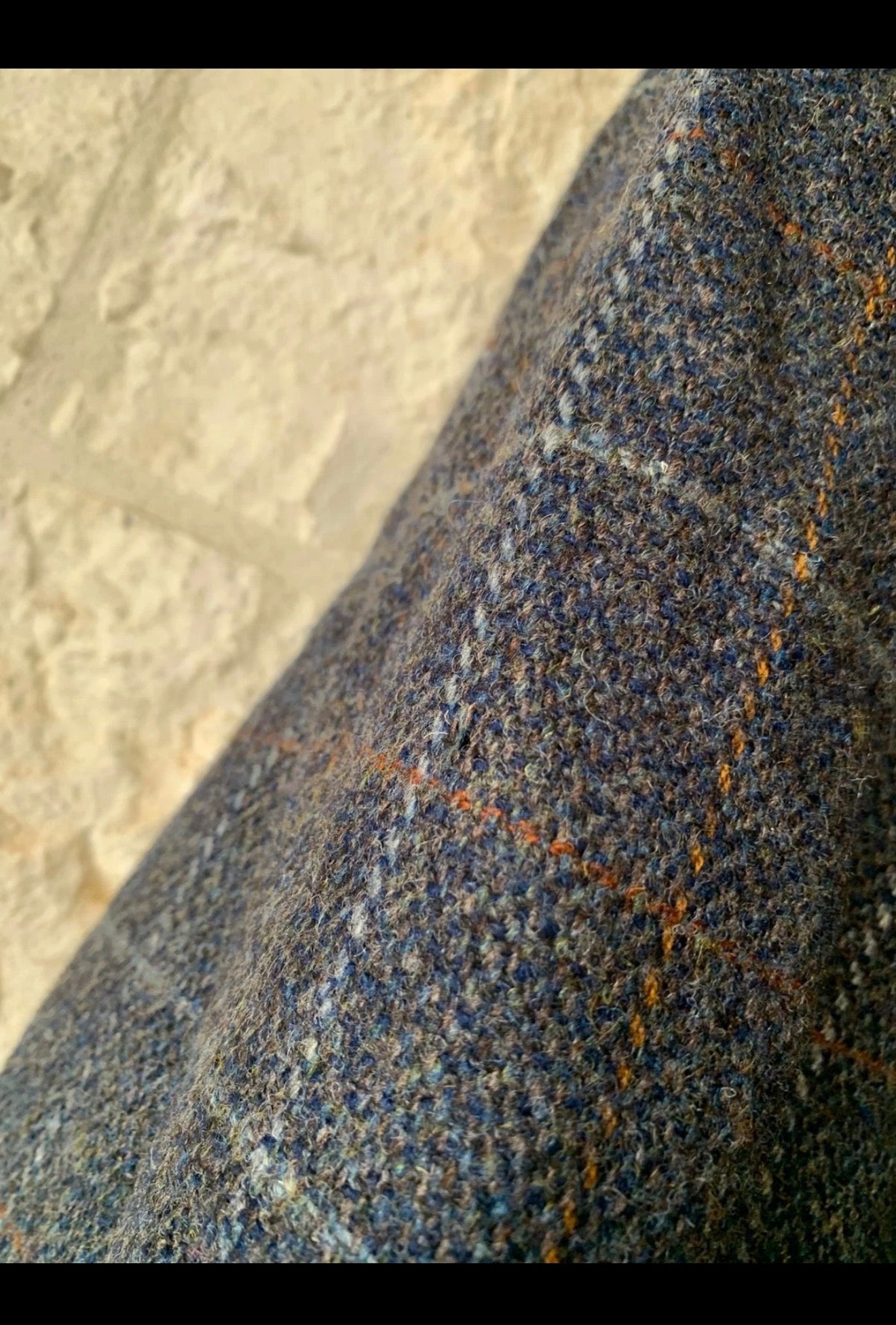 Vintage pure wool handwoven tweed Windowpane charcoal hunting jacket blazer 46R