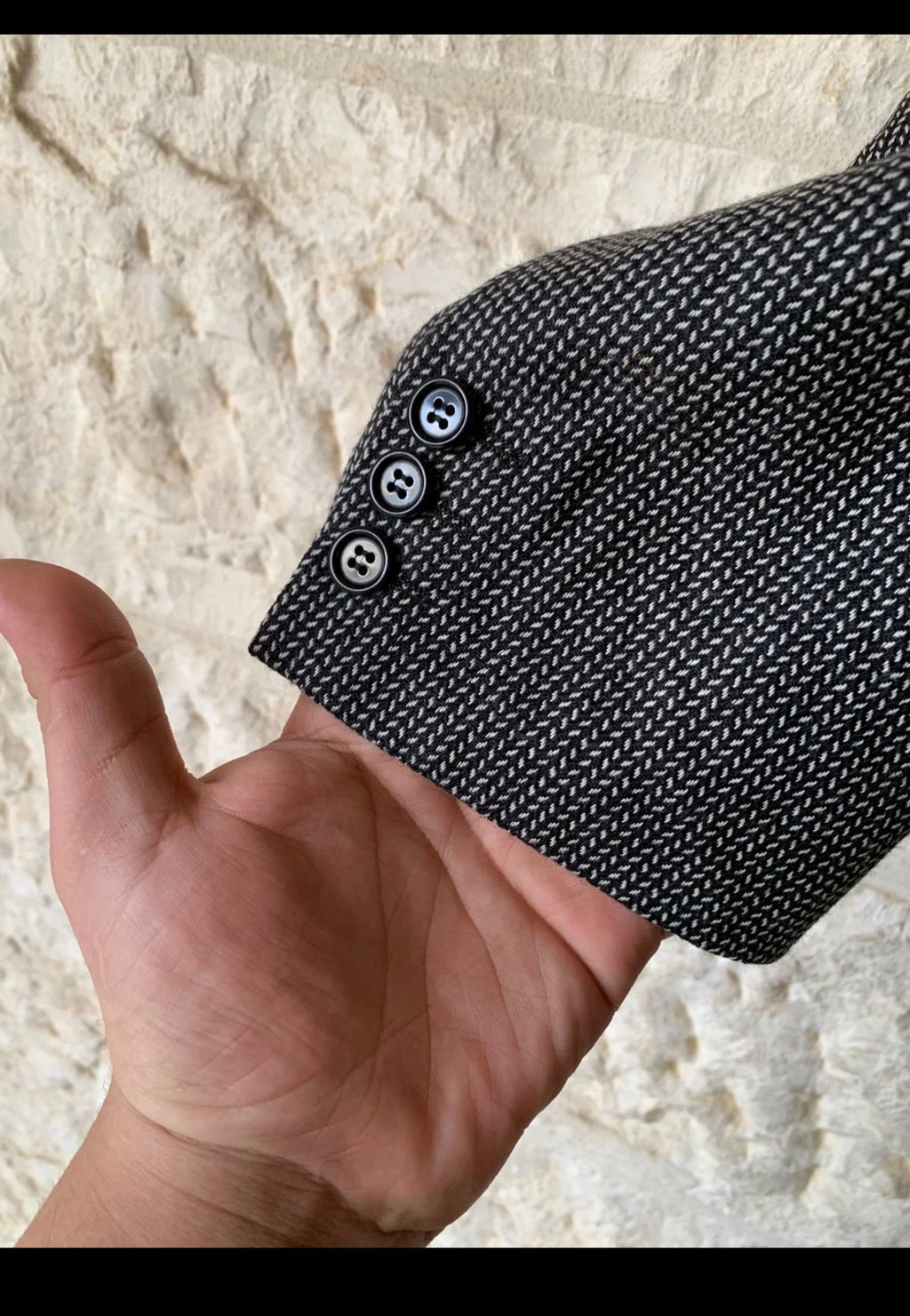 Vintage Jaeger wool cashmere double breasted herringbone jacket blazer 42R