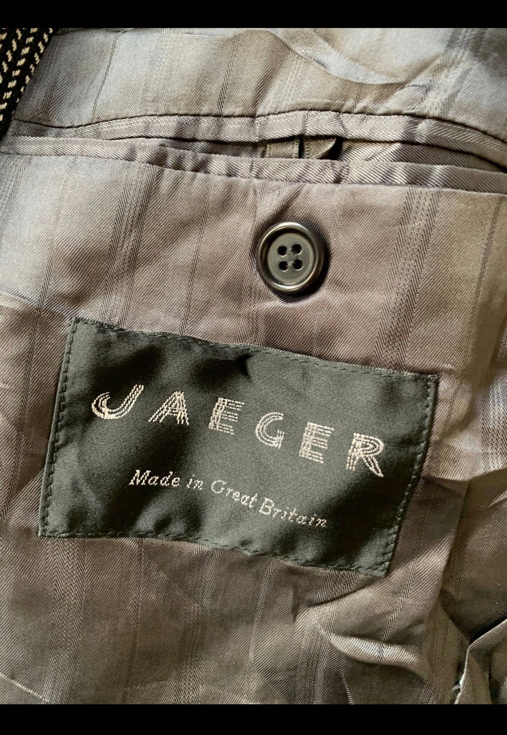 Vintage Jaeger wool cashmere double breasted herringbone jacket blazer 42R