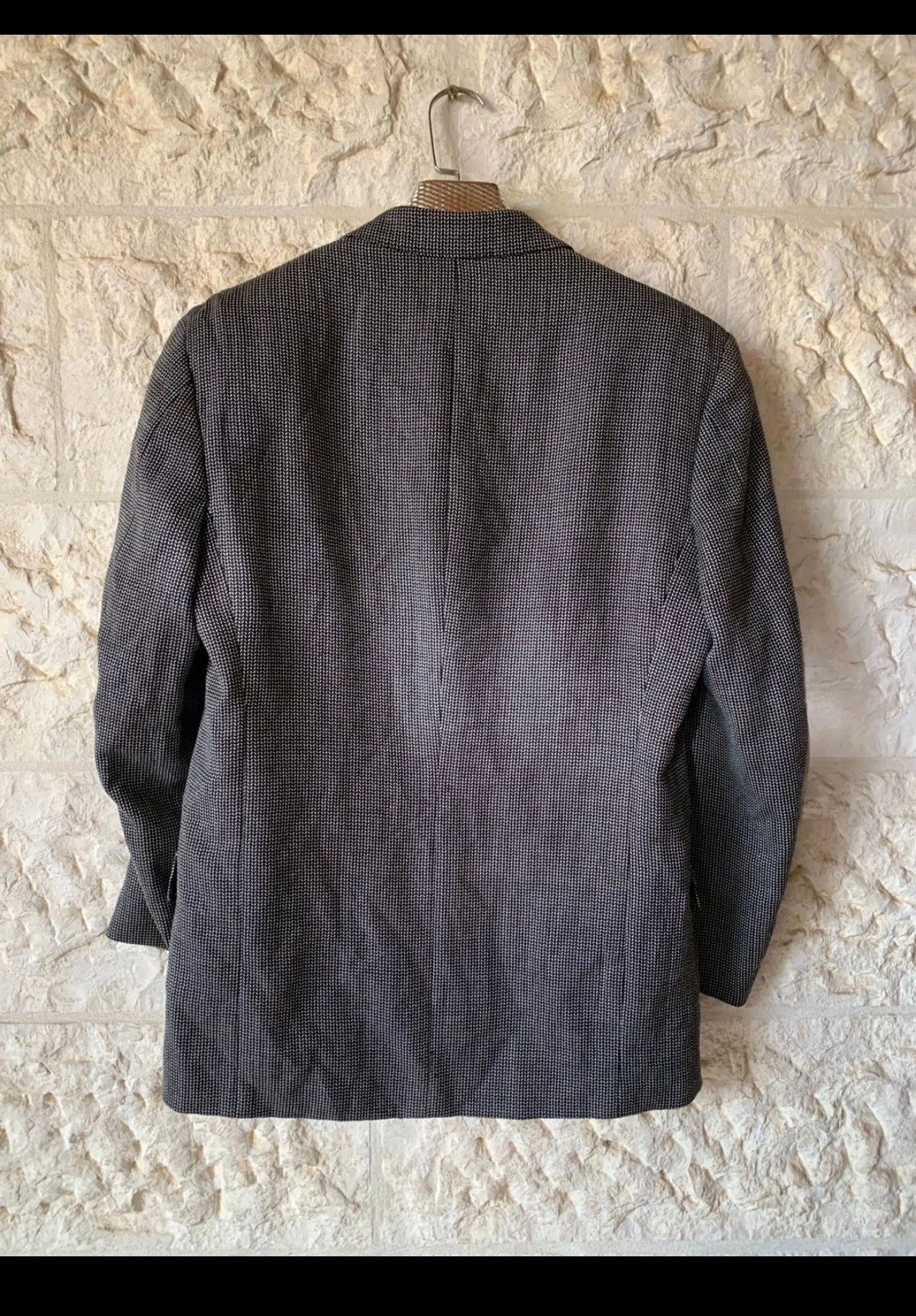 Vintage Jaeger wool cashmere double breasted herringbone jacket blazer 42R