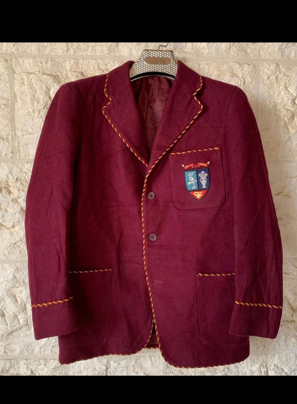 Classic unique boating rowing wool blend burgundy jacket blazer 38S 38R